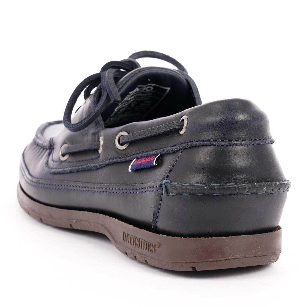 Sebago Schooner Waxed Leather Boat Shoes - Navy