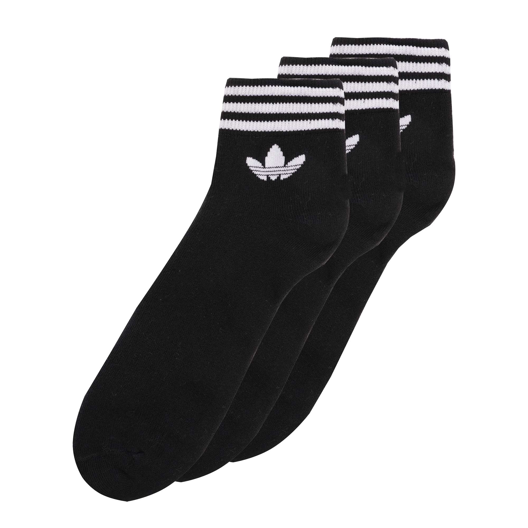 Adidas Originals Black Trefoil Ankle Socks - 3PK