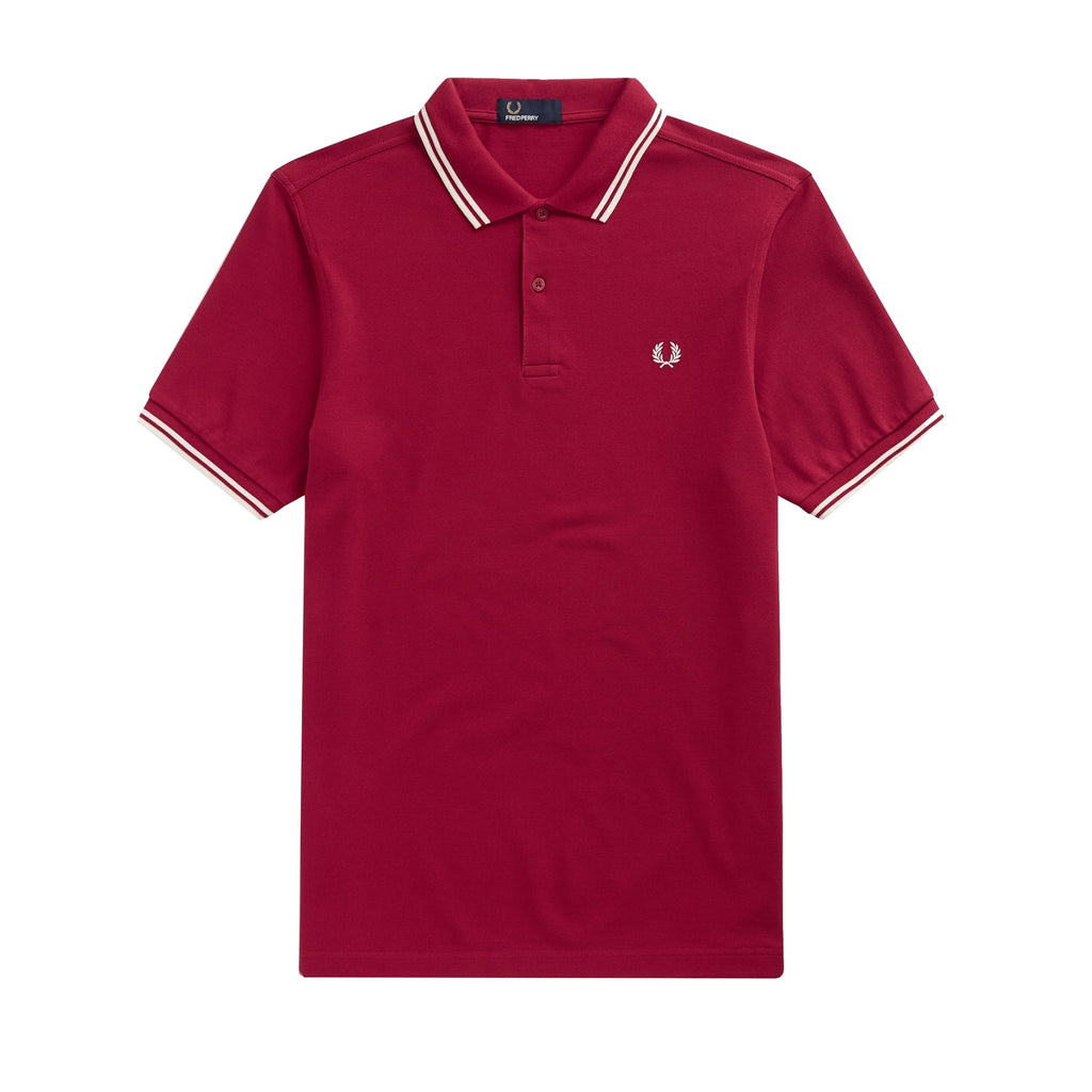 Fred Perry M3600 Twin Tipped Polo Shirt - Claret & Snow White