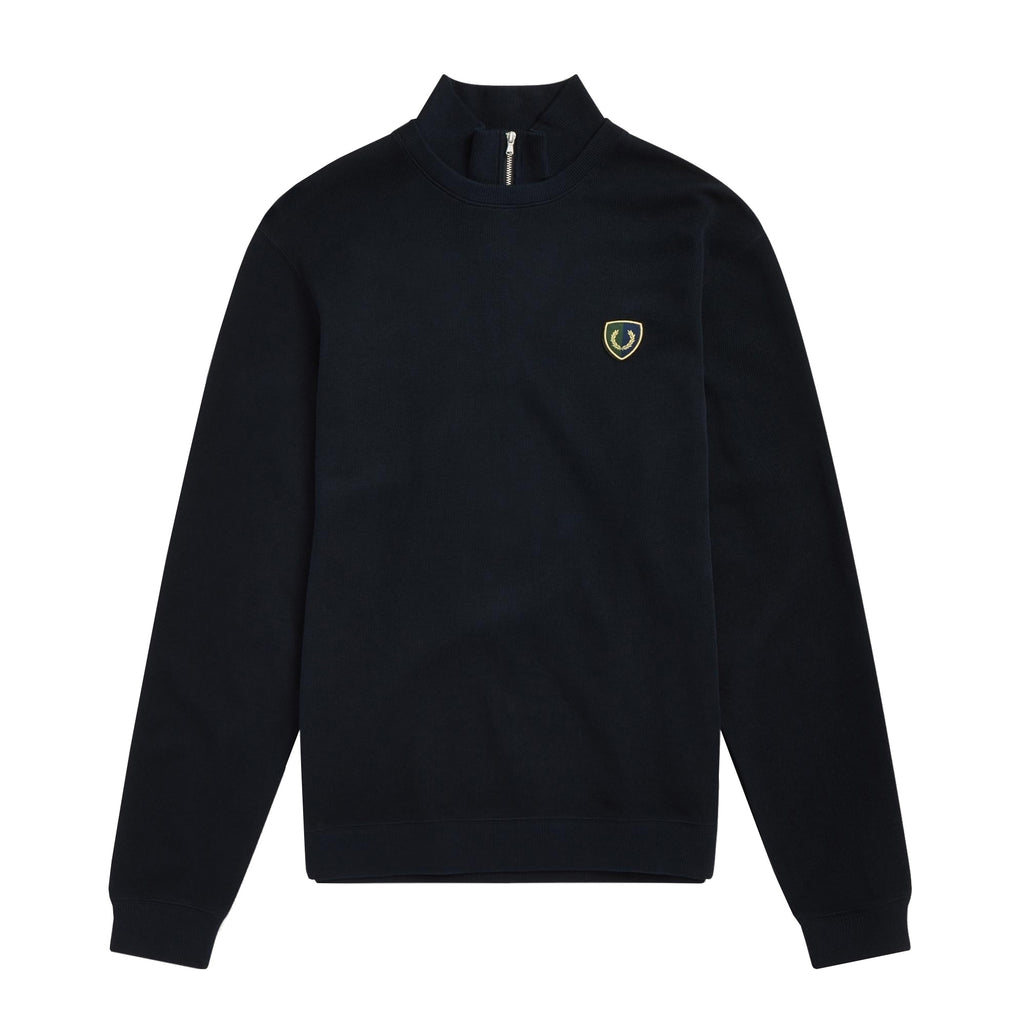 Fred Perry Shield Zip-Neck Sweatshirt - Navy