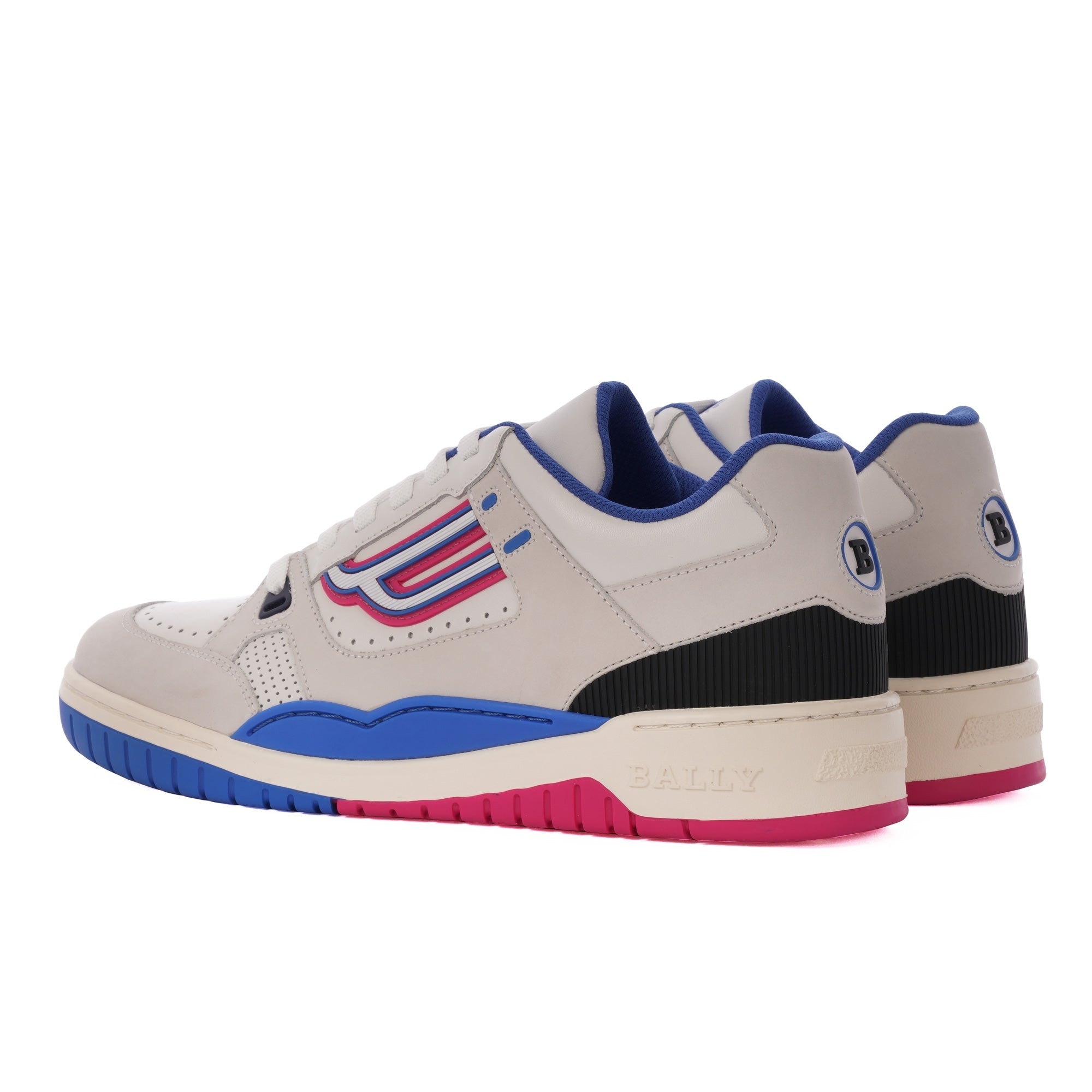Bally Champion Calf Leather Sneakers - White & Electric Blue