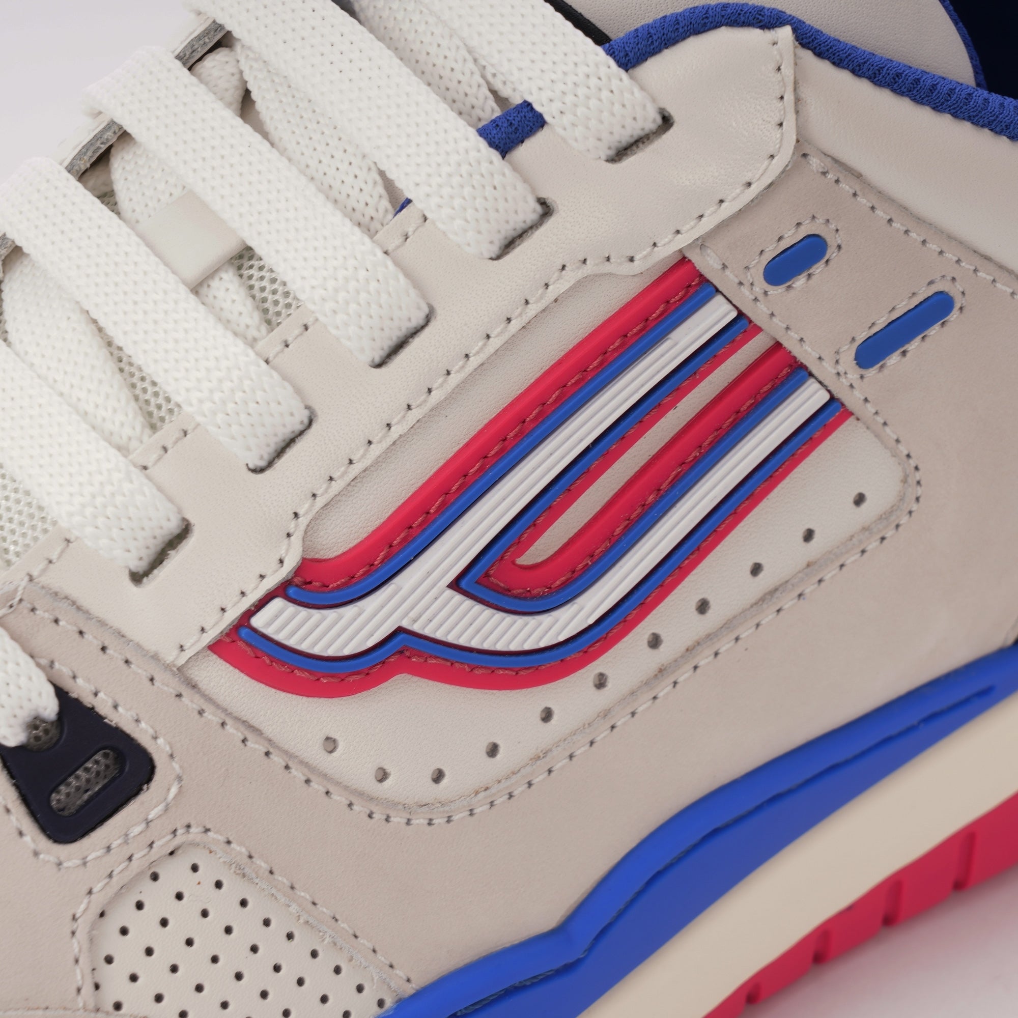 Bally Champion Calf Leather Sneakers - White & Electric Blue