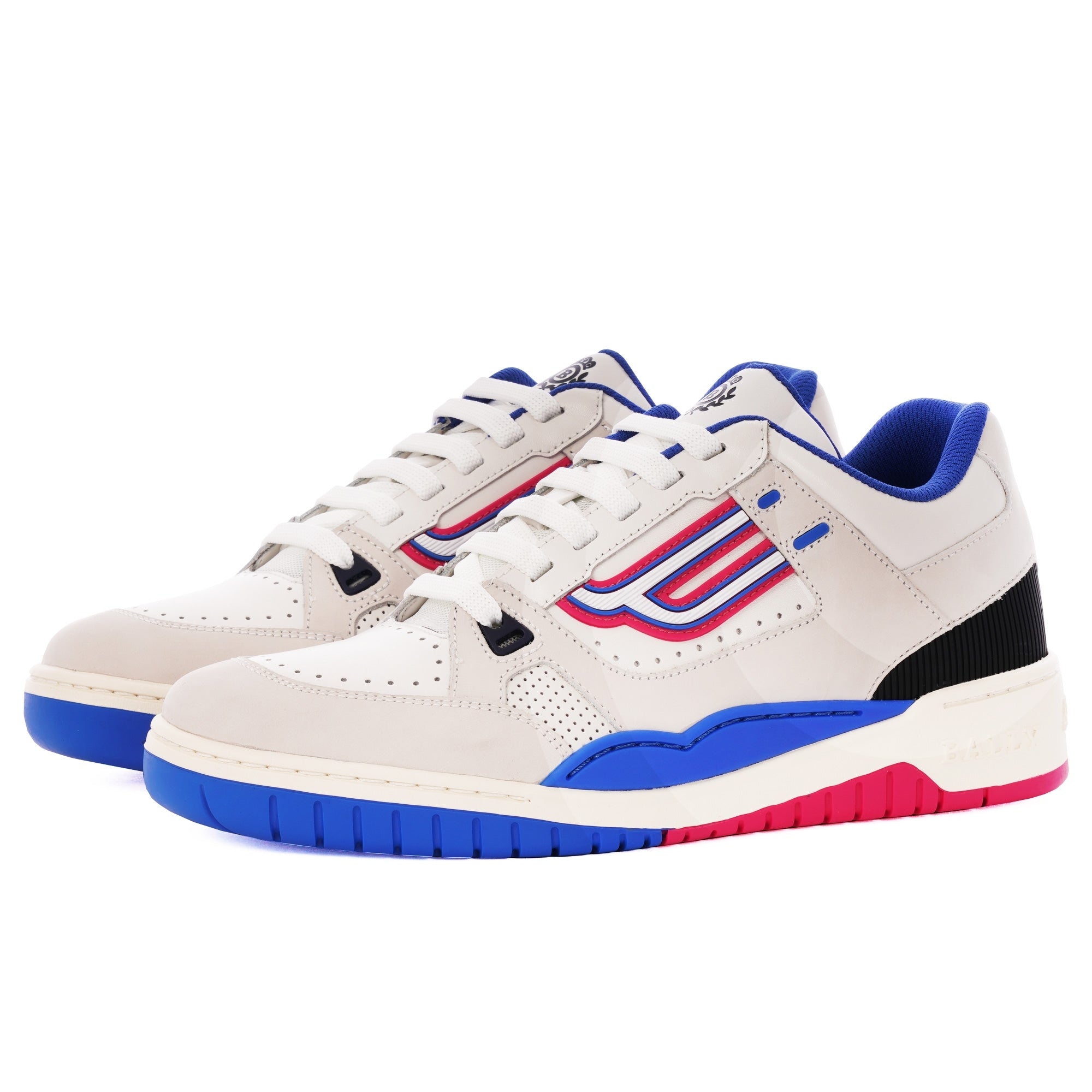 Bally Champion Calf Leather Sneakers - White & Electric Blue
