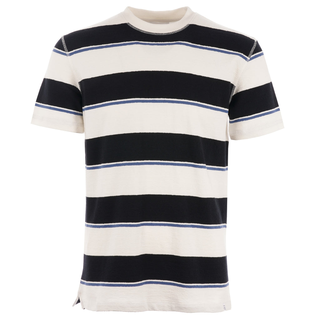Norse Projects Johannes Textured Stripe T-Shirt - Dark Navy