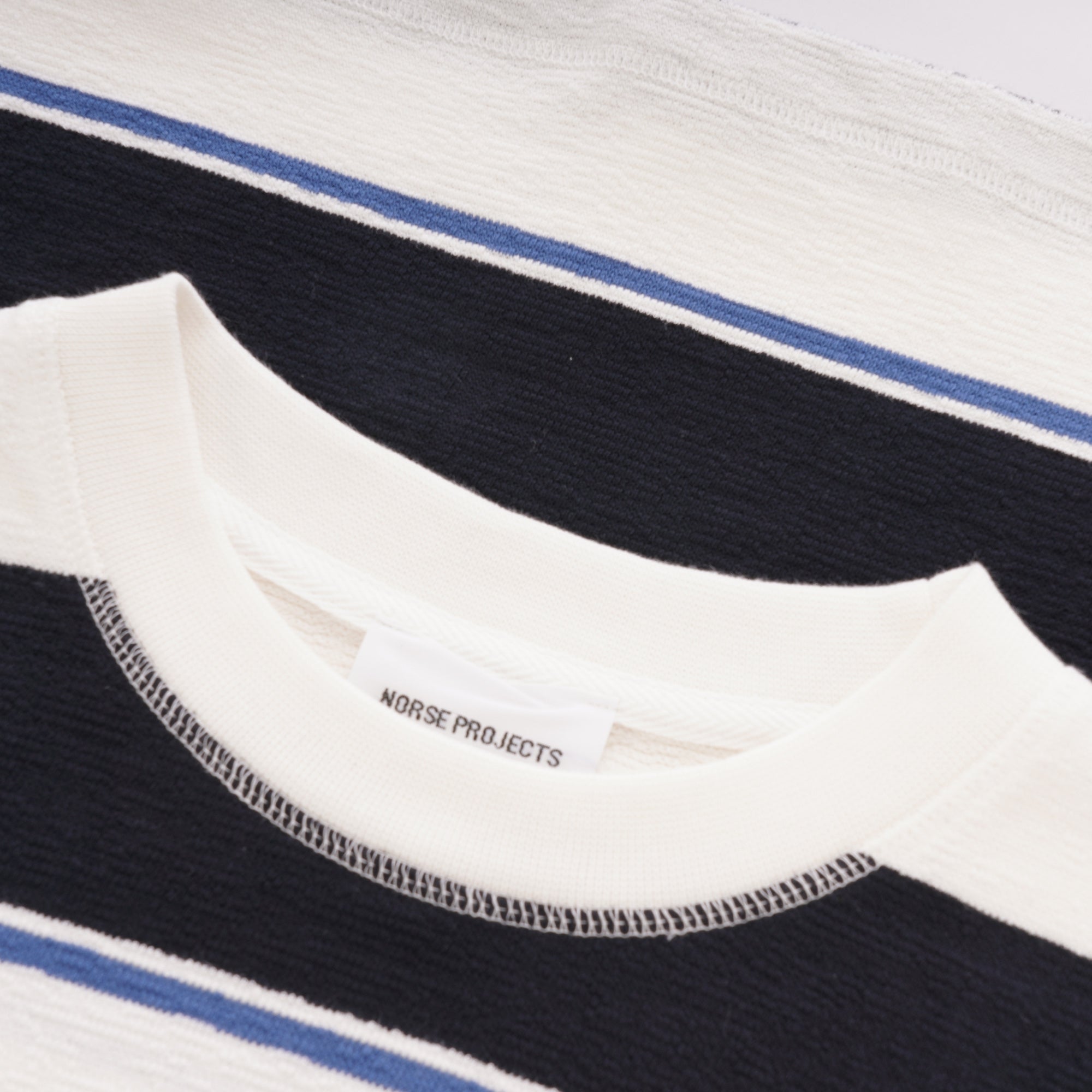 Norse Projects Johannes Textured Stripe T-Shirt - Dark Navy
