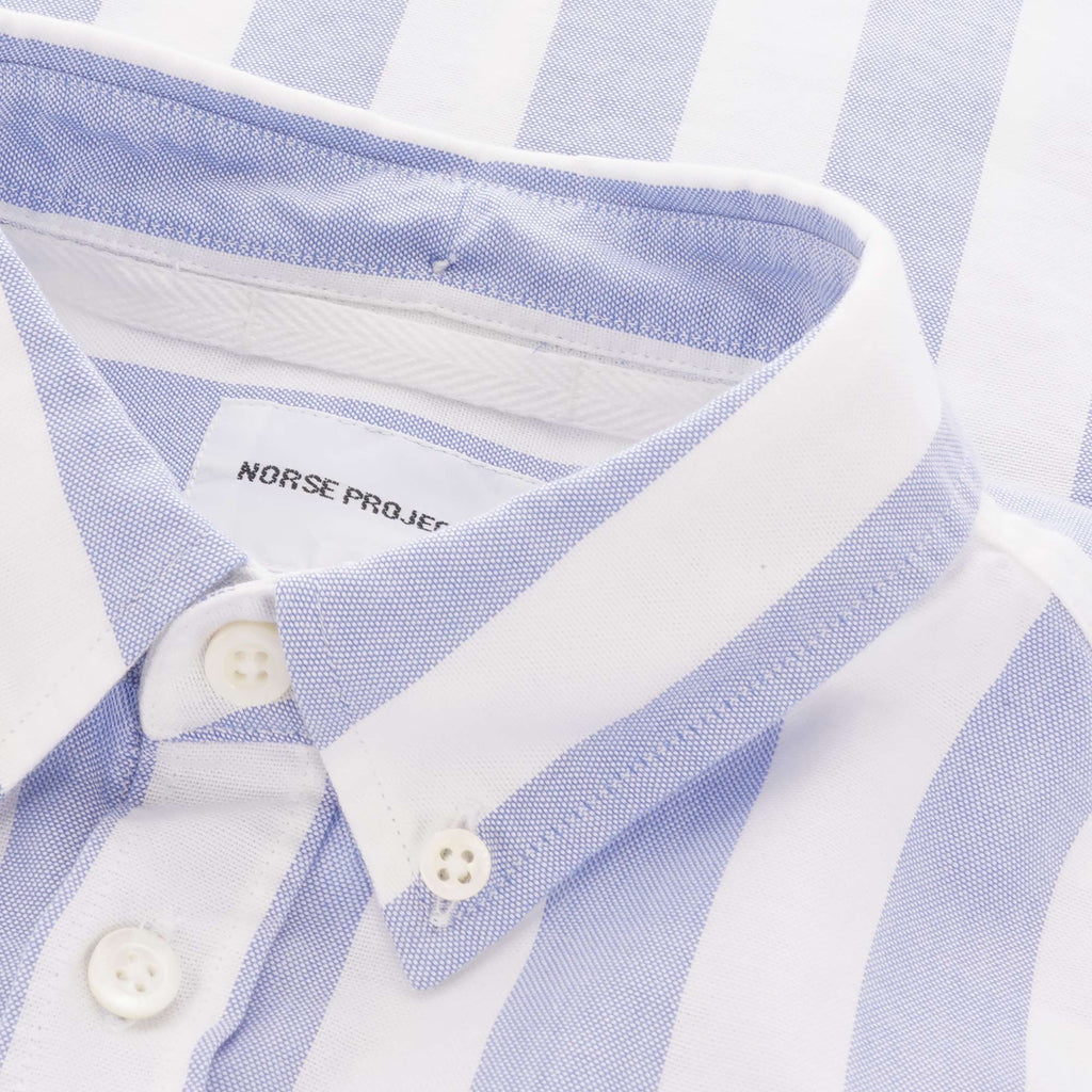 Norse Projects Anton Oxford Shirt - Pale Blue Wide Stripe