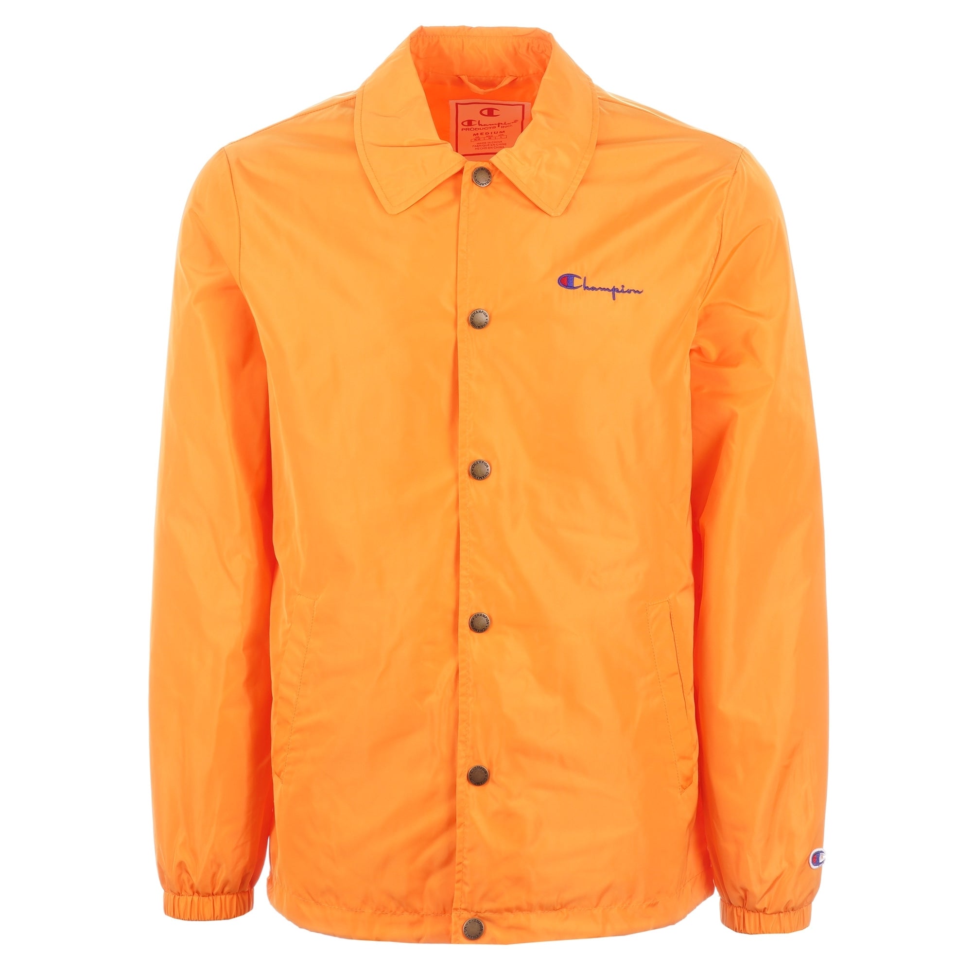 Champion Script Logo Satin Coach Jacket - Orange