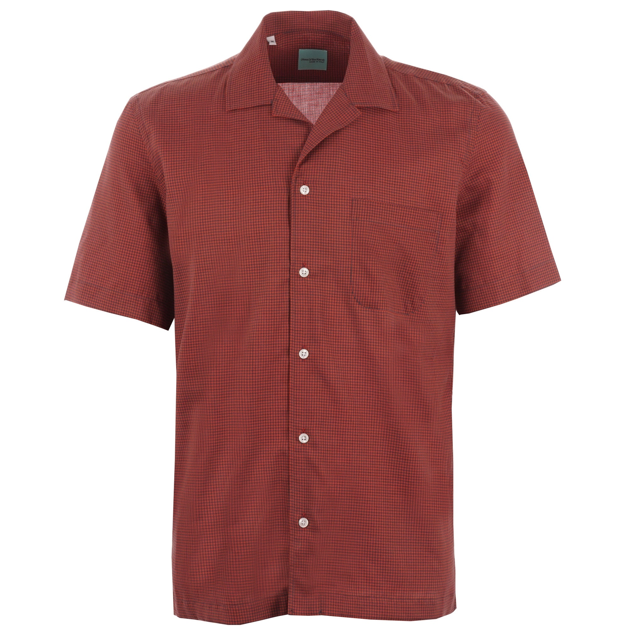 None Of The Above Made in Italy Mini Gingham Open Collar Shirt - Red