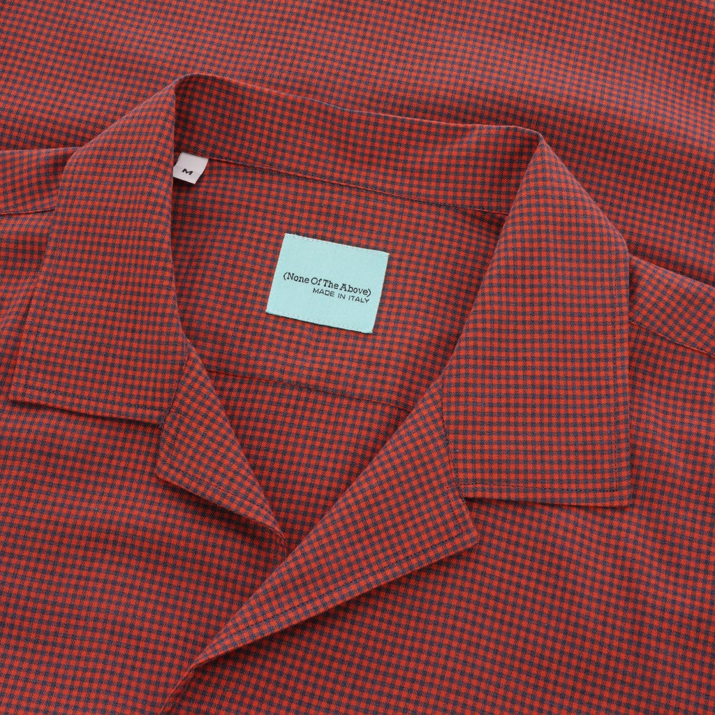 None Of The Above Made in Italy Mini Gingham Open Collar Shirt - Red