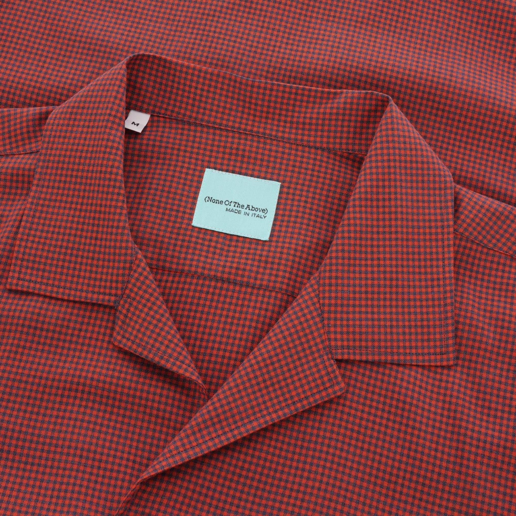 None Of The Above Made in Italy Mini Gingham Open Collar Shirt - Red