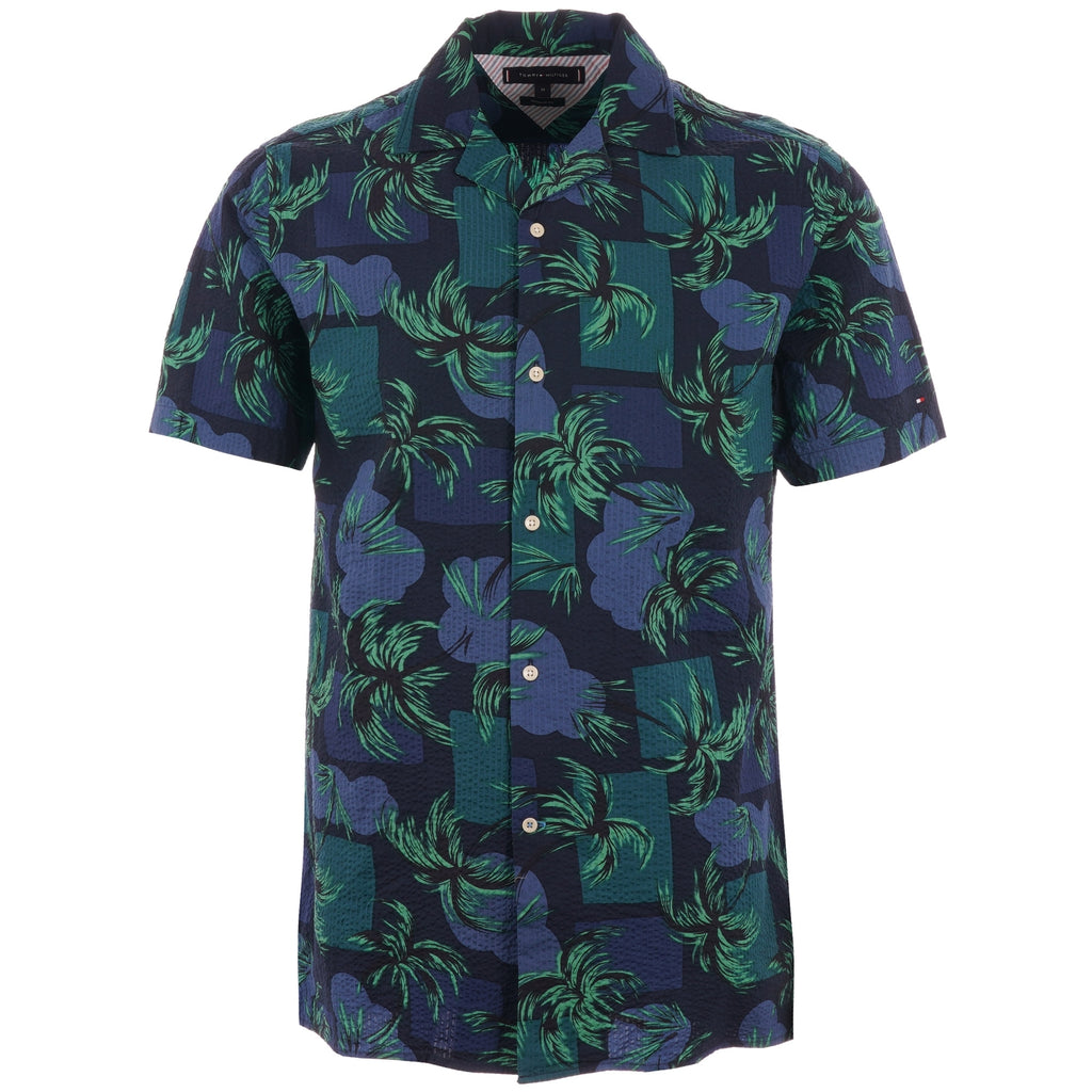 Tommy Hilfiger Palm Tree Print Open Collar Shirt - Night Sky