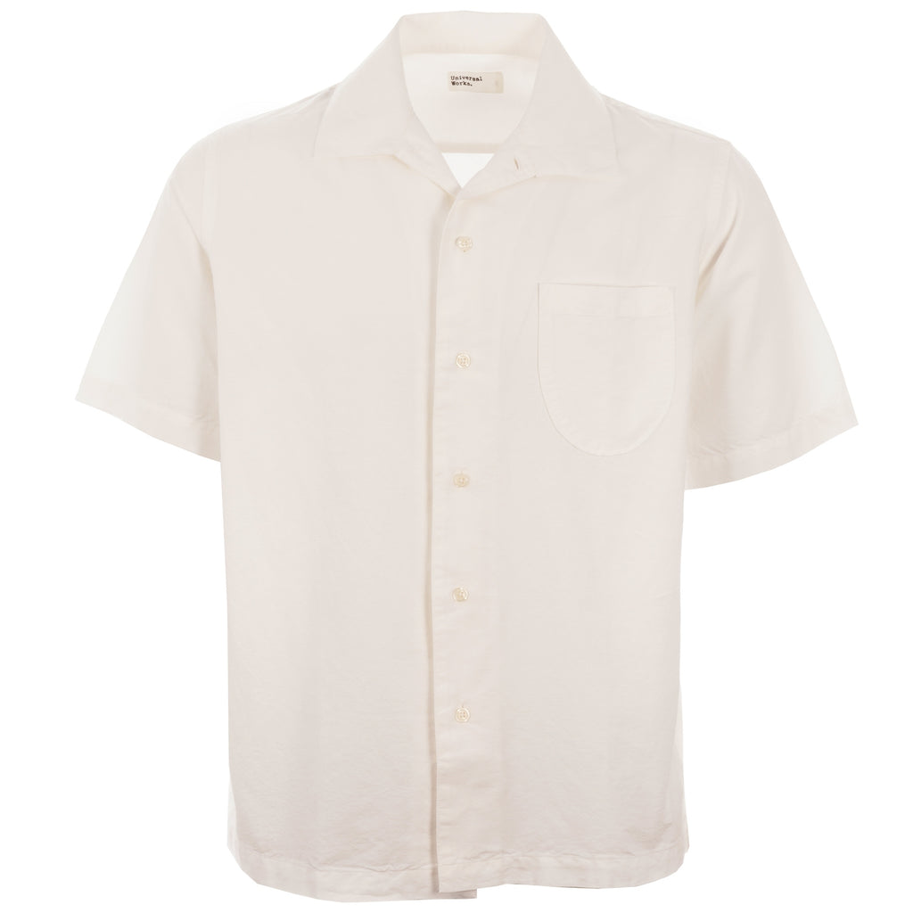 Universal Works Open Collar Shirt - Ecru Oxford Shirting
