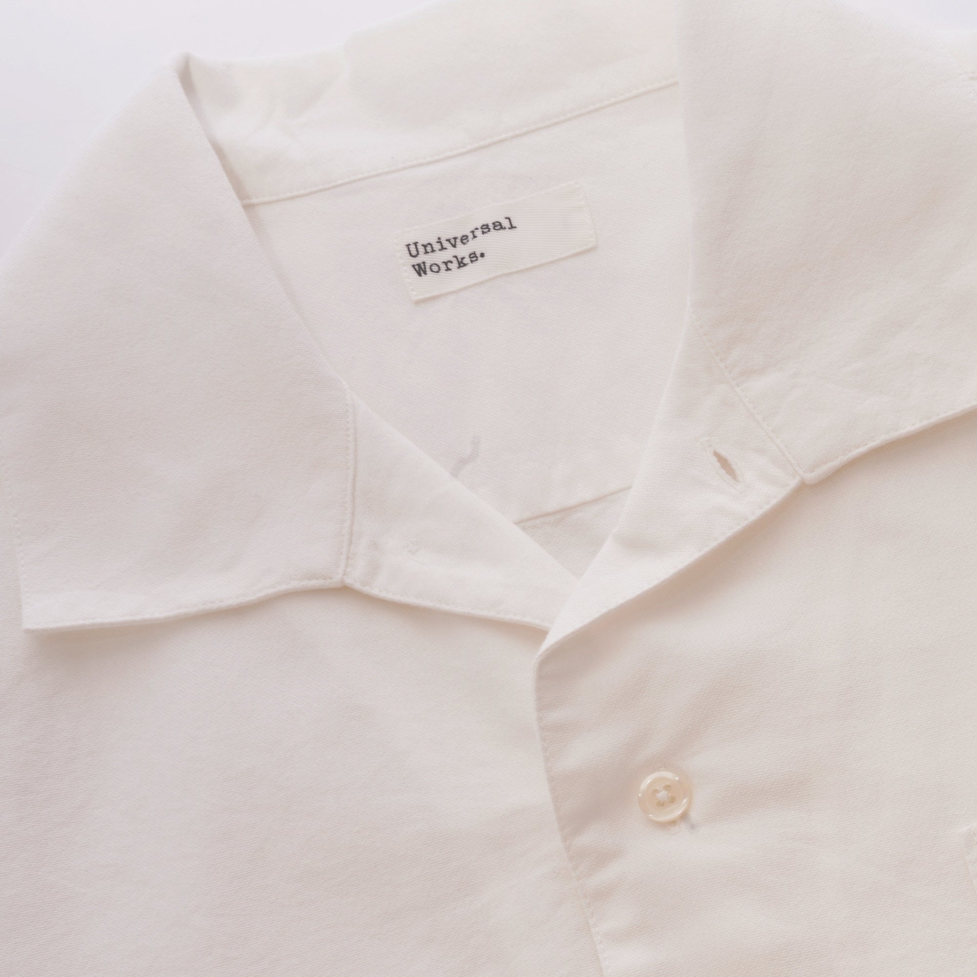 Universal Works Open Collar Shirt - Ecru Oxford Shirting