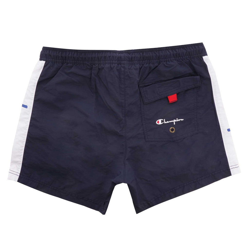 Champion Script Logo Print Panel Swim Shorts - Navy