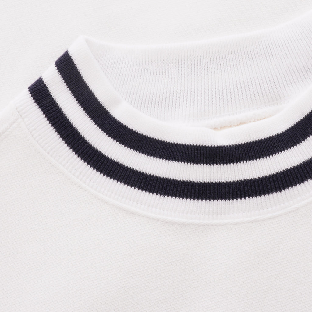 Champion Reverse Weave Striped Rib Sweatshirt - White