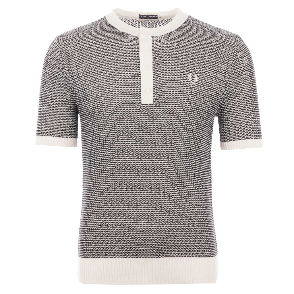 Buttoned Knitted Crew Neck T-Shirt