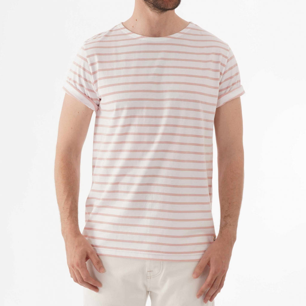 Armor Lux Breton Striped Mariniere T-Shirt - White & Lotus