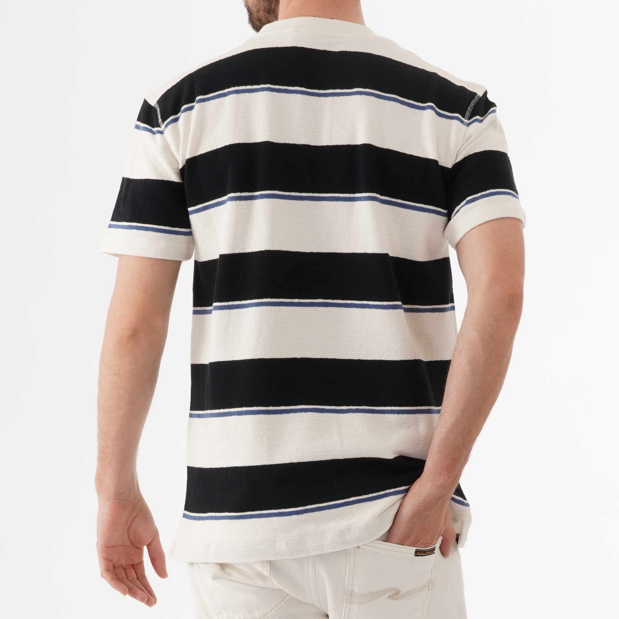Norse Projects Johannes Textured Stripe T-Shirt - Dark Navy