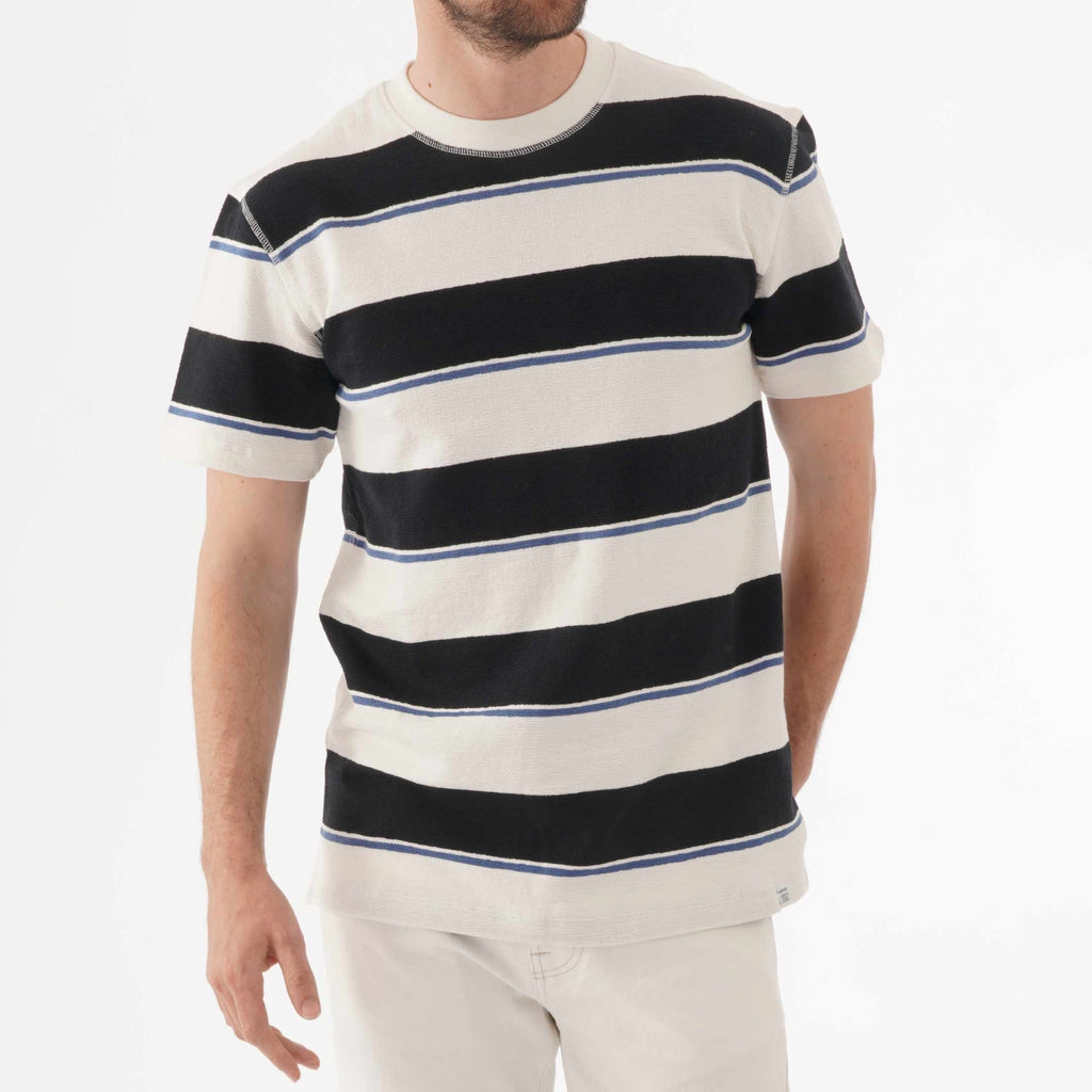 Norse Projects Johannes Textured Stripe T-Shirt - Dark Navy