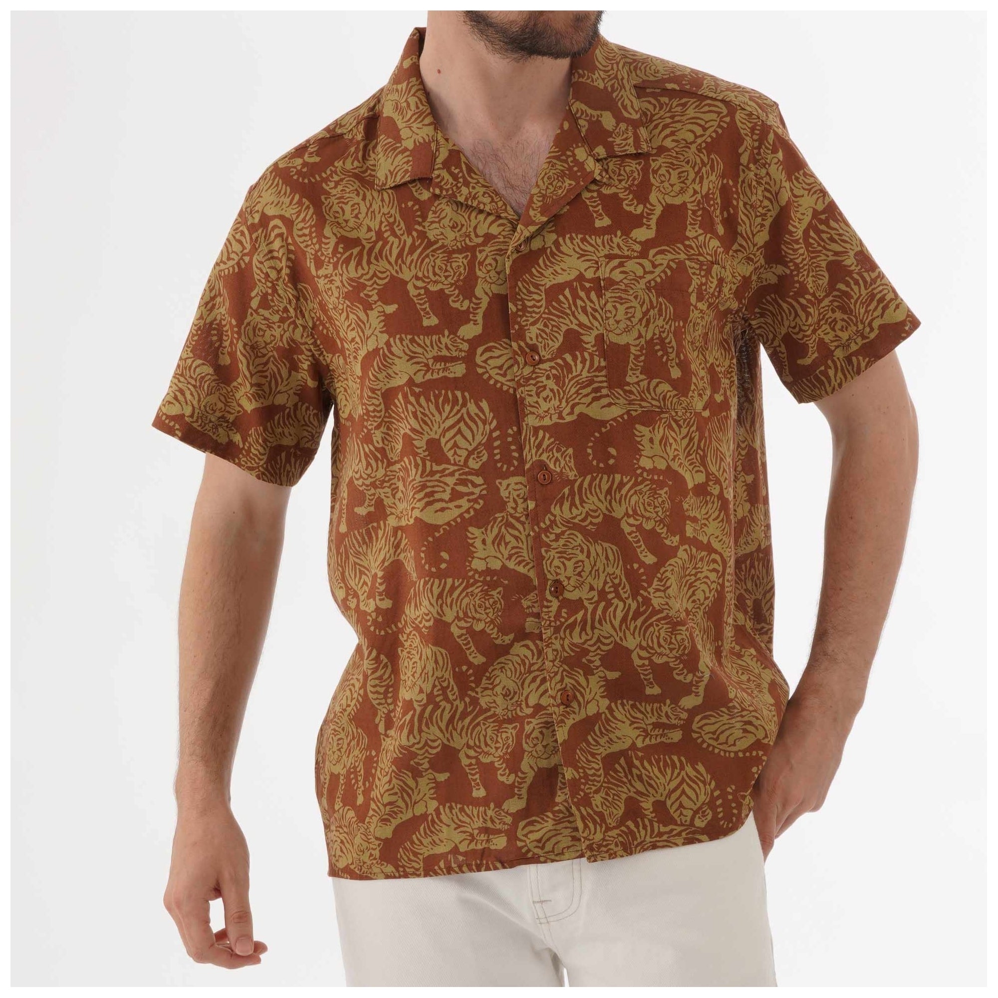YMC Tiger Malick Shirt - Brown