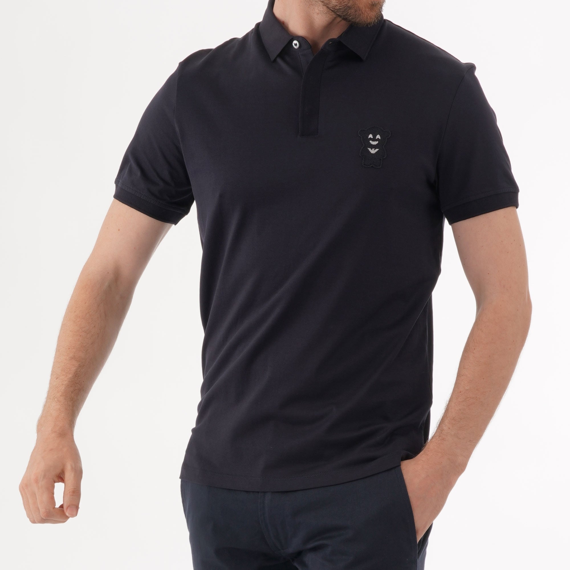 Emporio Armani Manga Bear Patch Polo Shirt - Navy