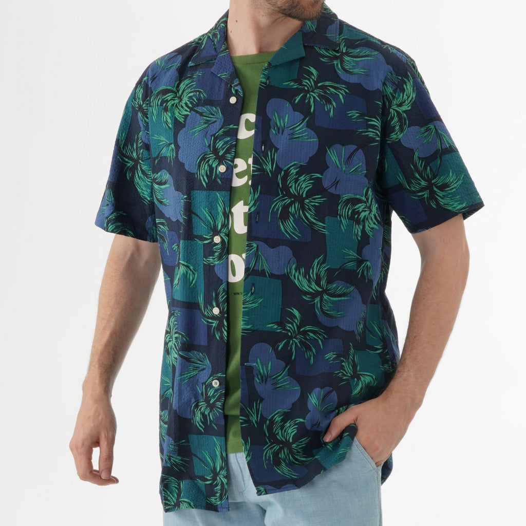 Tommy Hilfiger Palm Tree Print Open Collar Shirt - Night Sky