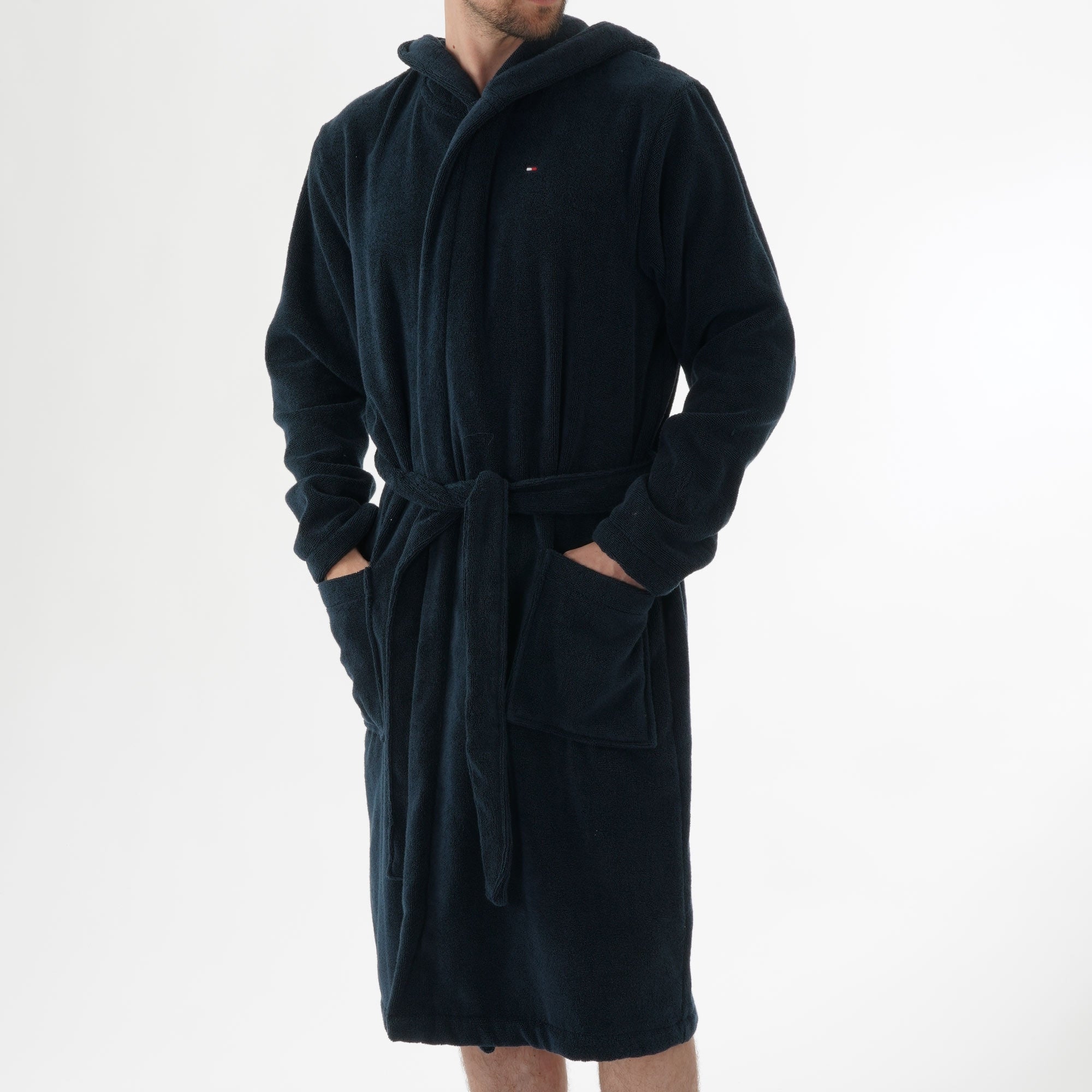 Tommy Hilfiger Cotton Towelling Bathrobe - Navy