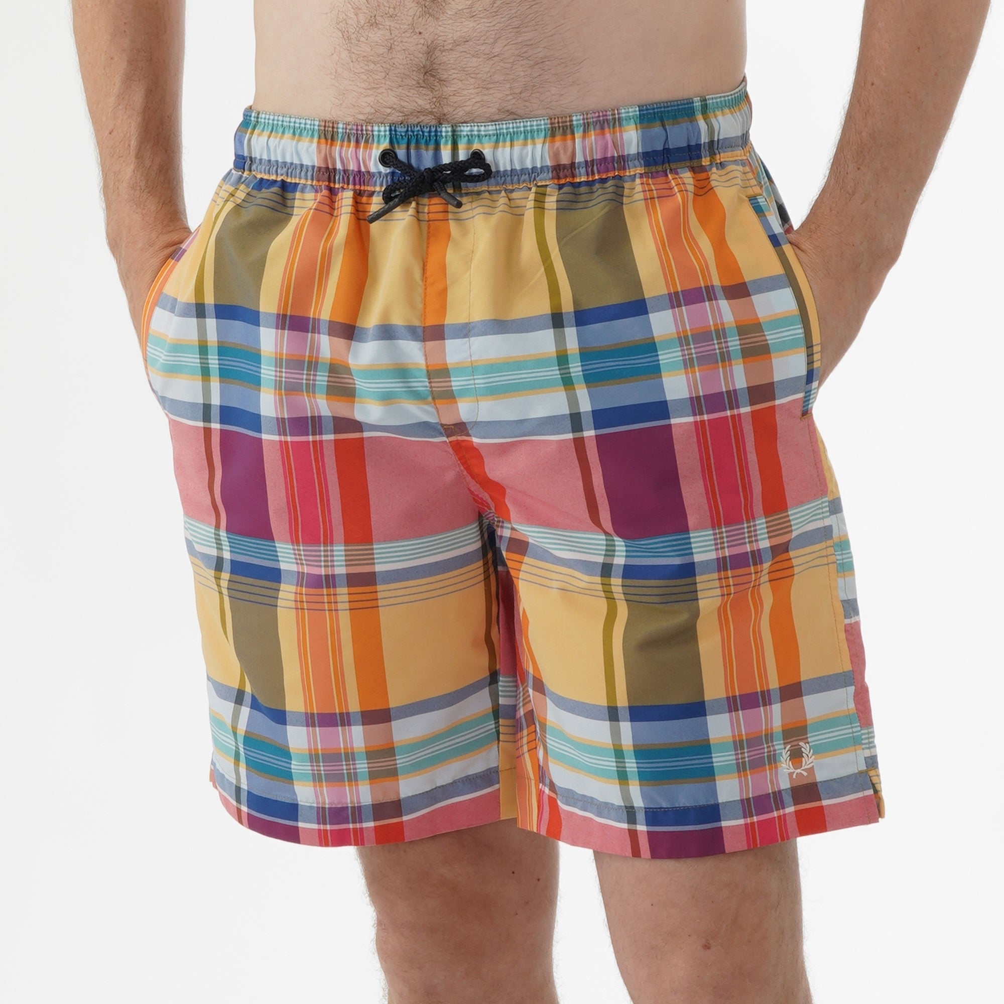 Fred Perry Madras Check Swim Shorts - Red