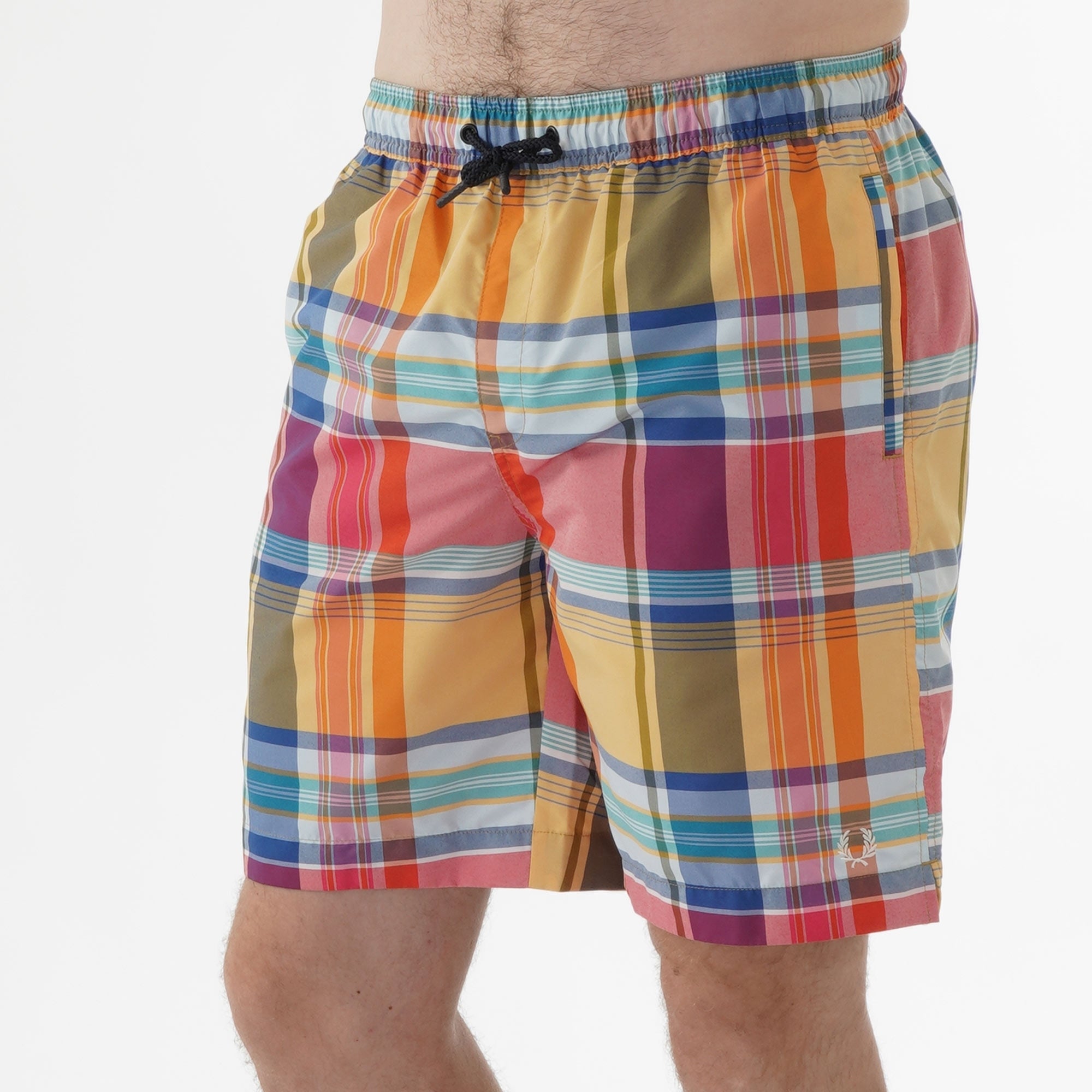 Fred Perry Madras Check Swim Shorts - Red