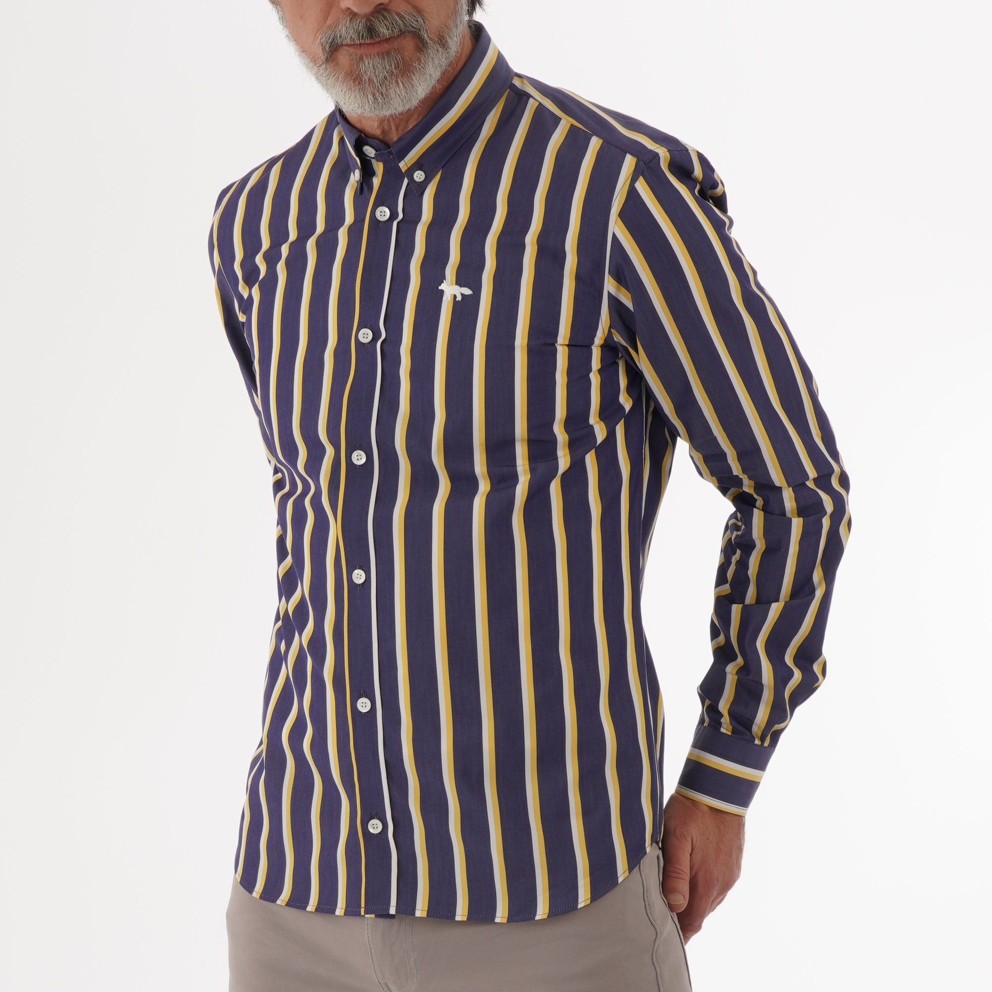 Maison Kitsune Stripes Classic Shirt - Navy
