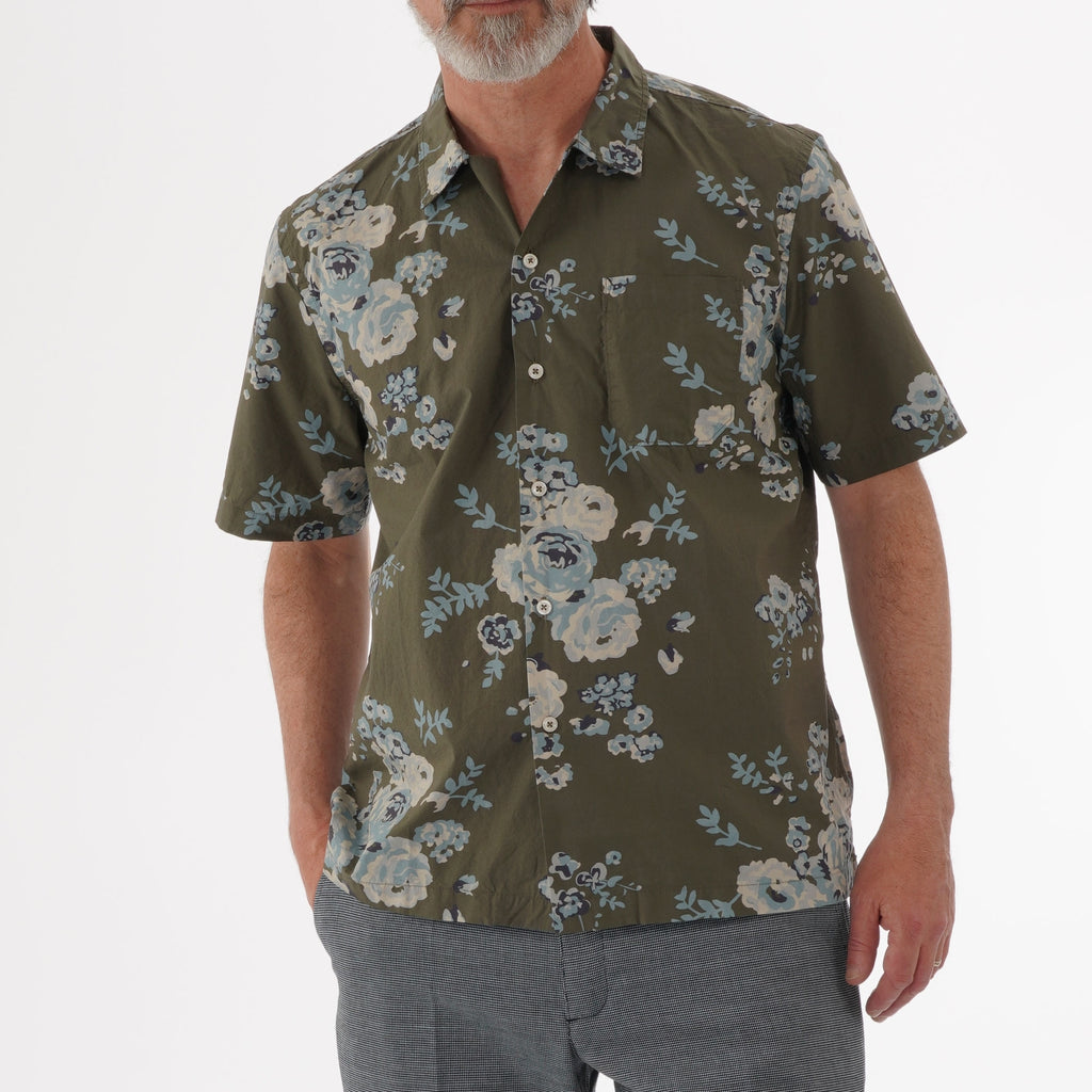 Universal Works Road Shirt - Olive Flower Poplin