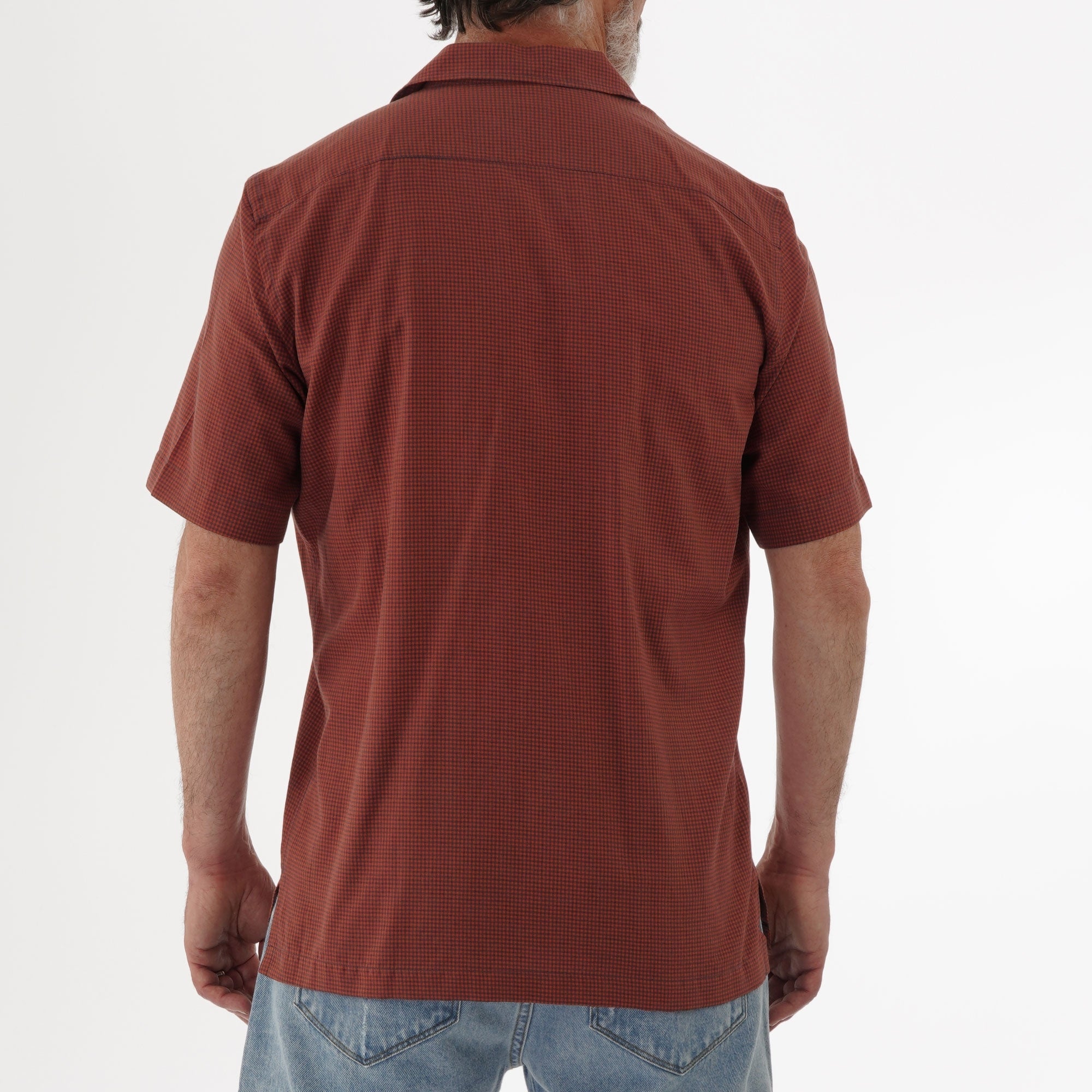 None Of The Above Made in Italy Mini Gingham Open Collar Shirt - Red