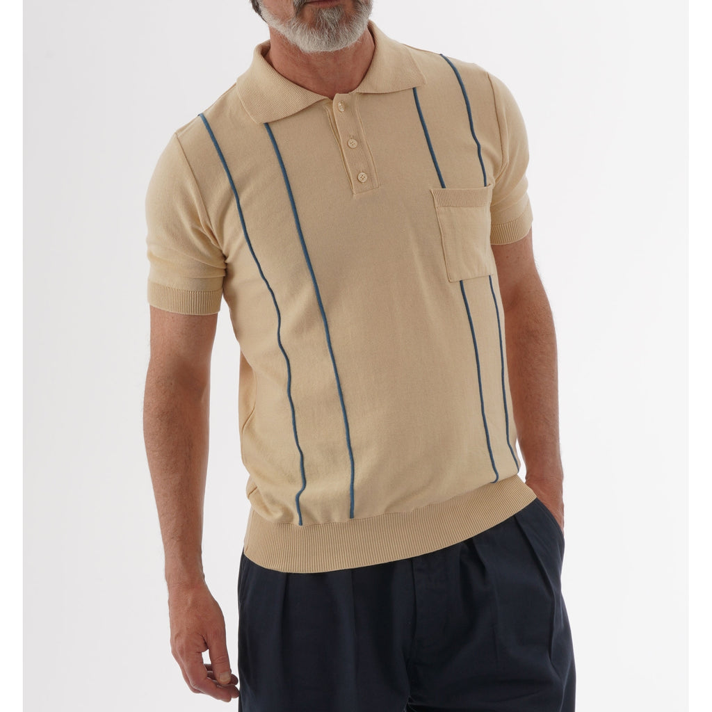 Far Afield Alfaro Polo Shirt - Biscotti & Ensign Blue