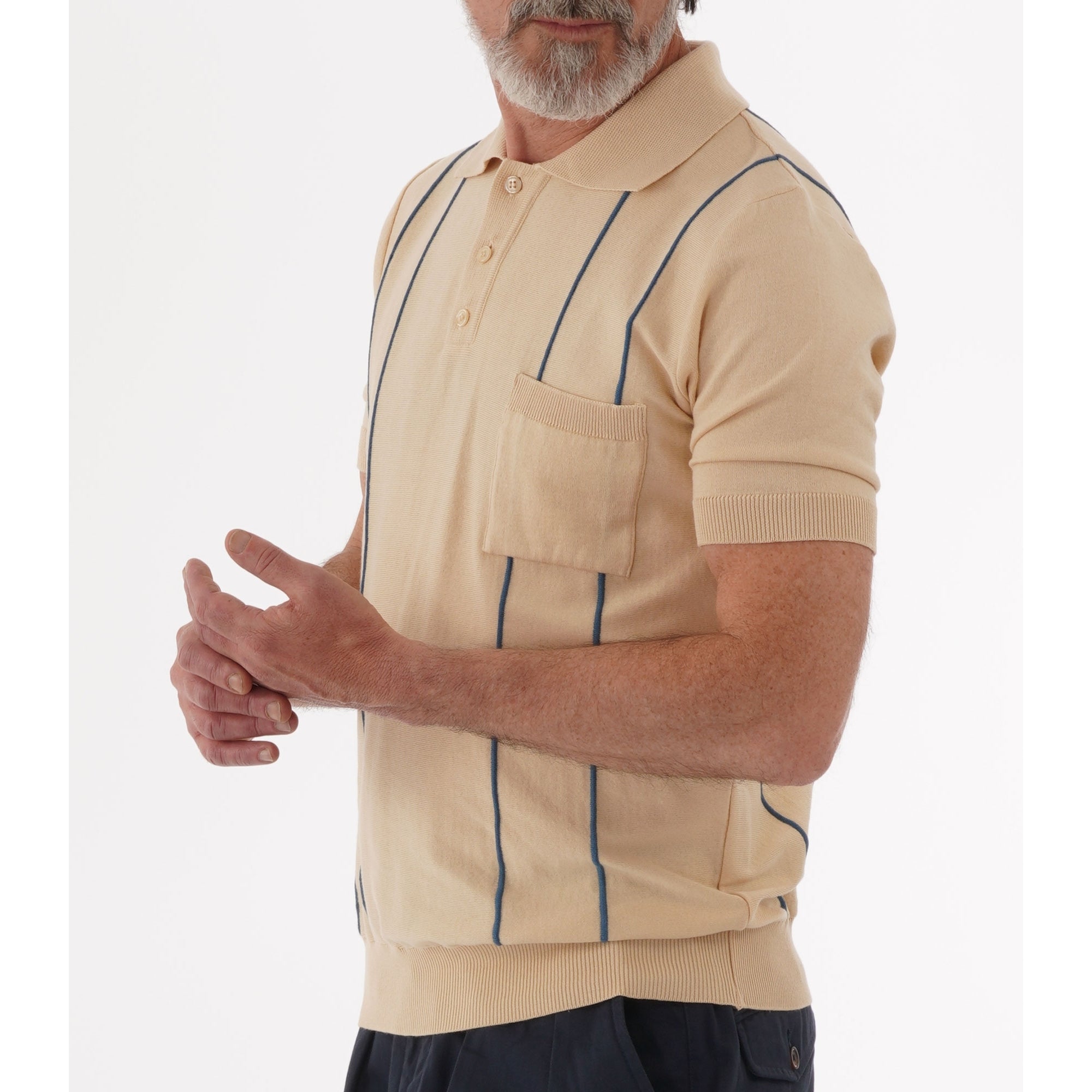 Far Afield Alfaro Polo Shirt - Biscotti & Ensign Blue