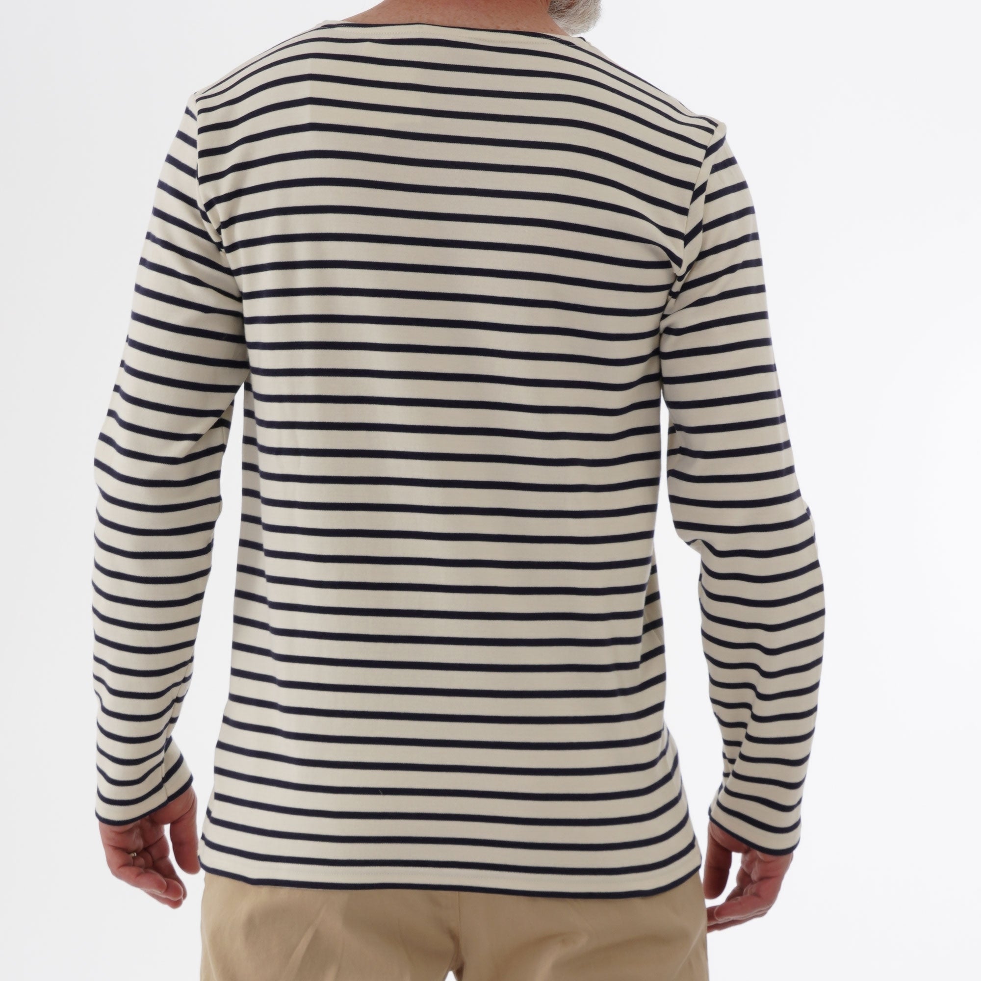 Armor Lux Long Sleeve Breton Striped Mariniere T-Shirt - White & Aquilla
