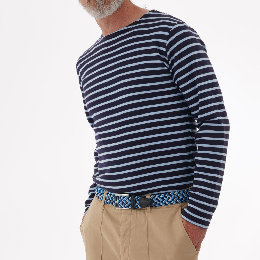 Armor Lux Long Sleeve Breton Striped Mariniere T-Shirt - Navy & Light Blue