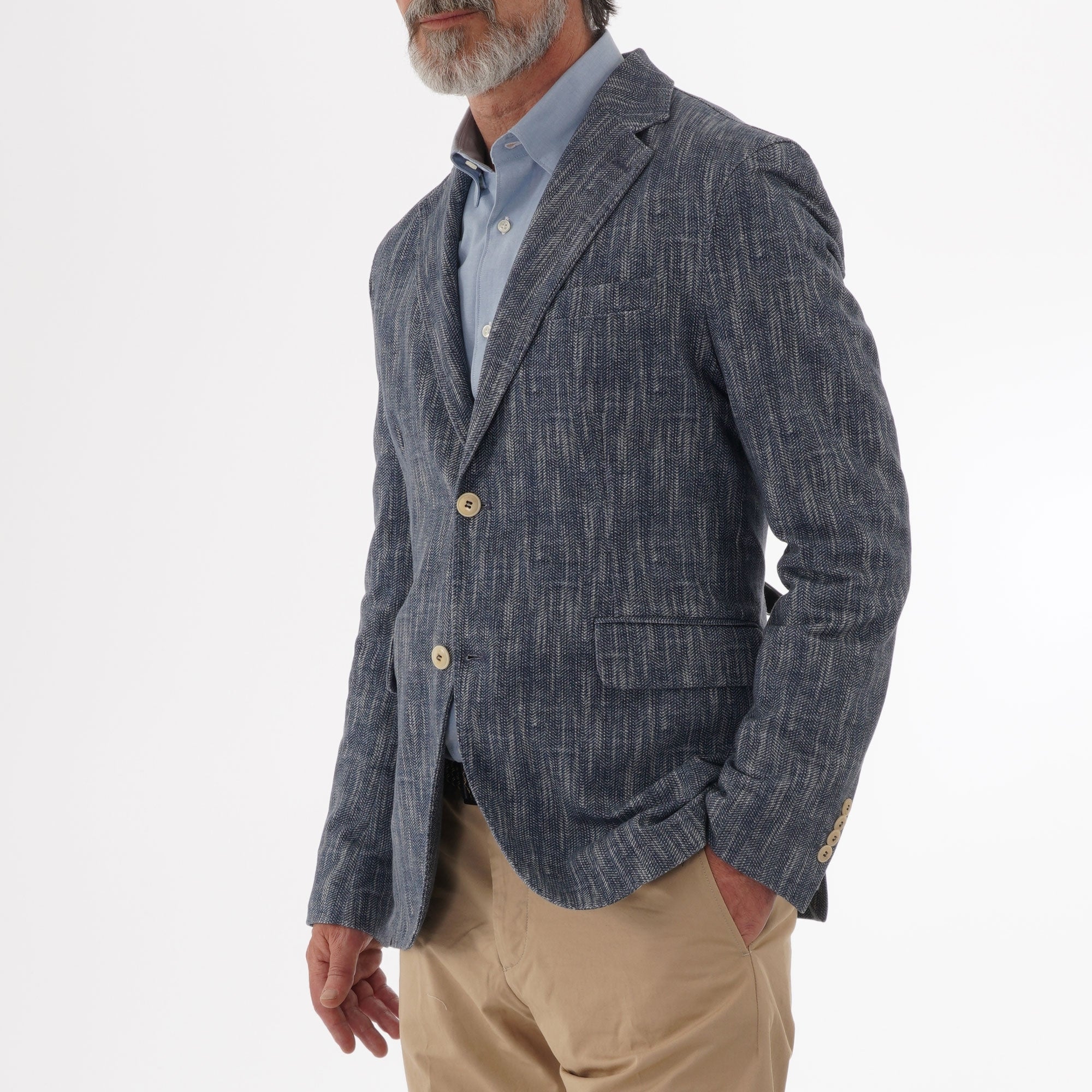 Circolo 1901 Light Blue Herringbone Stretch Blazer