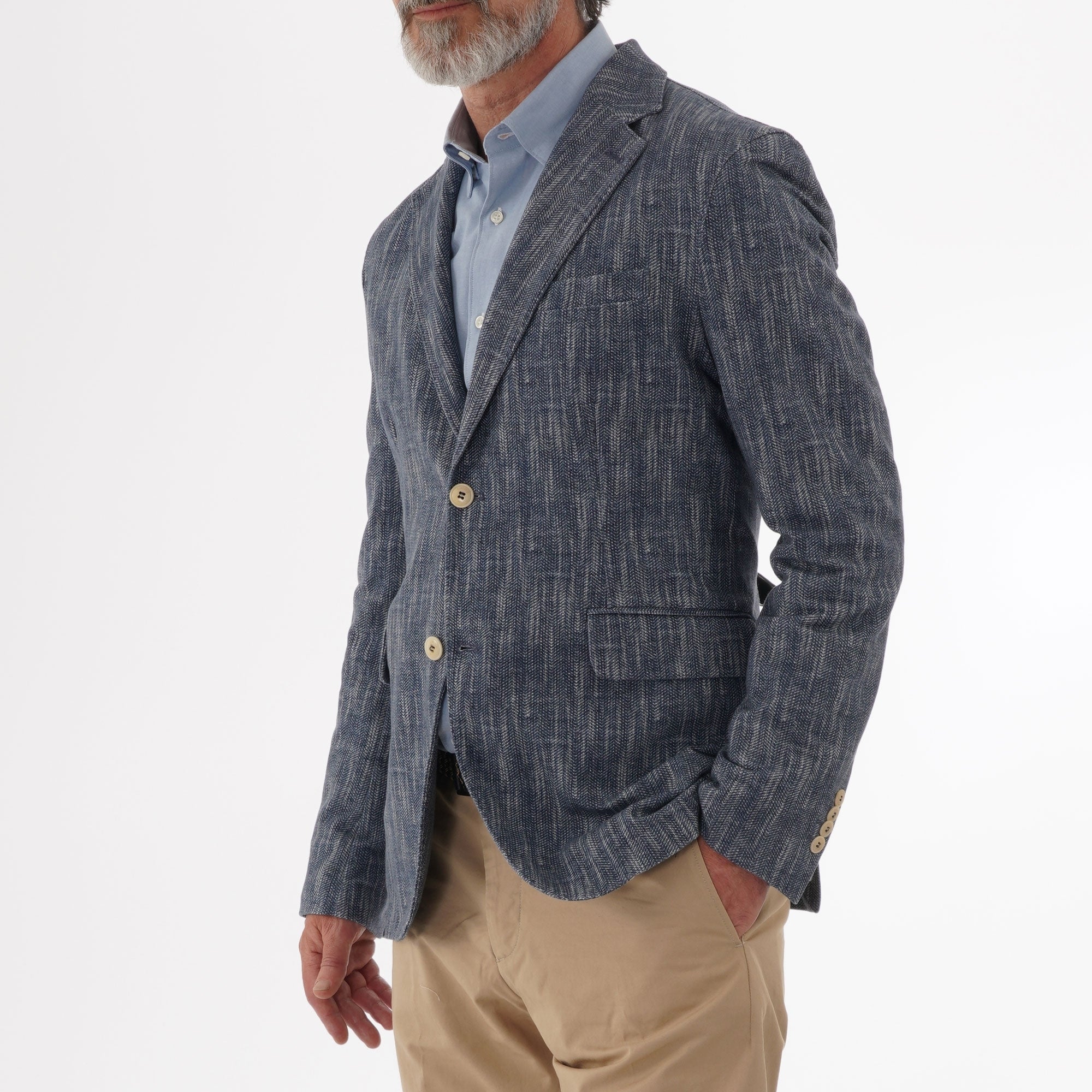 Circolo 1901 Light Blue Herringbone Stretch Blazer