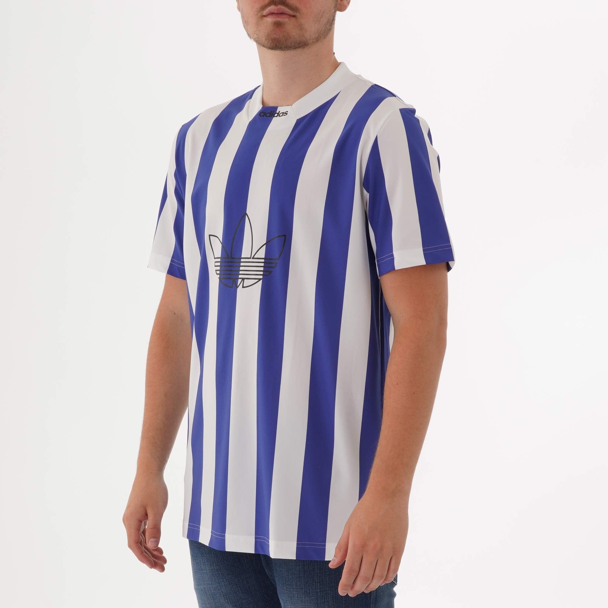 Adidas Originals Stripes Jersey T-Shirt - Active Blue & White