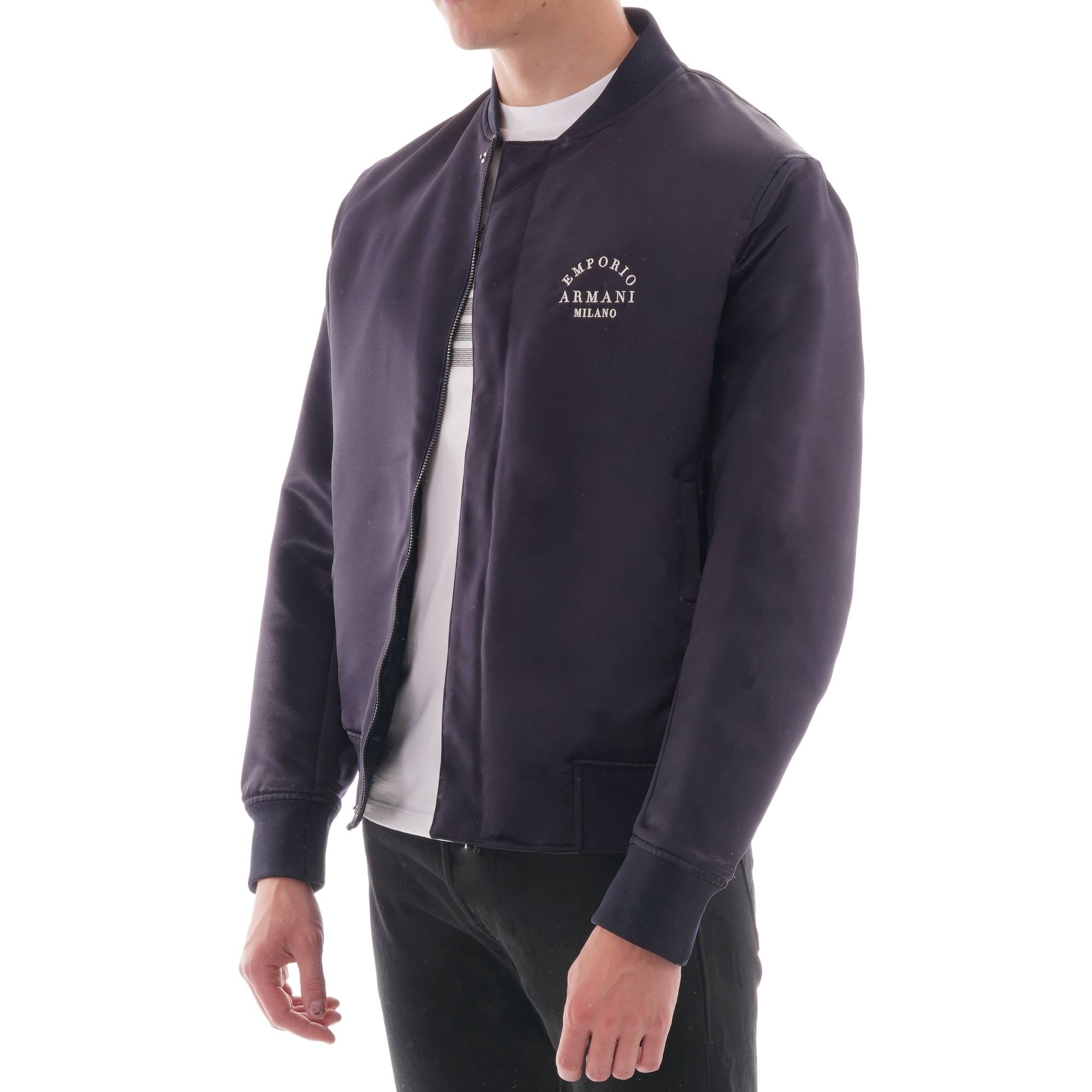 Emporio Armani Reversible Satin Bomber - Blue Navy