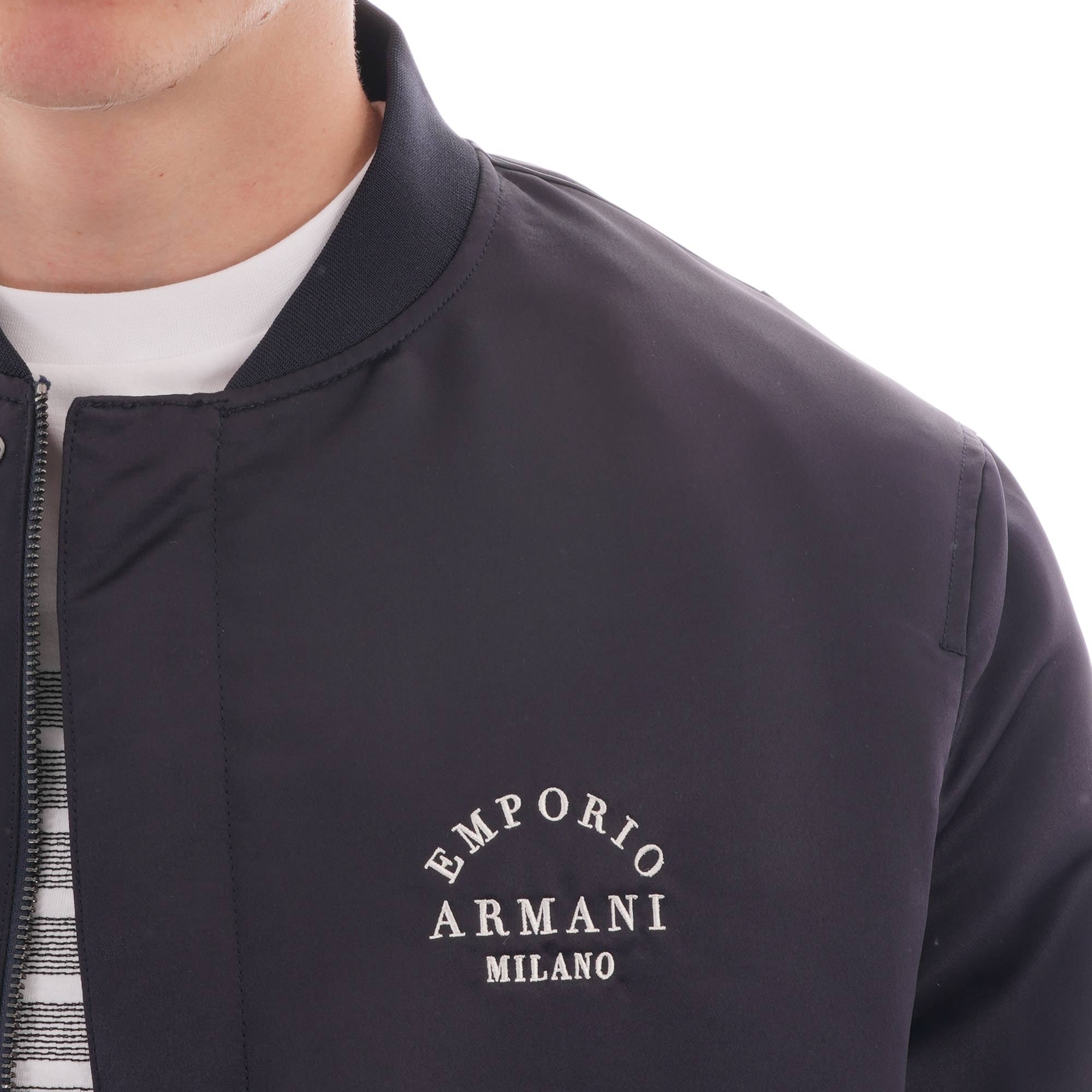 Emporio Armani Reversible Satin Bomber - Blue Navy