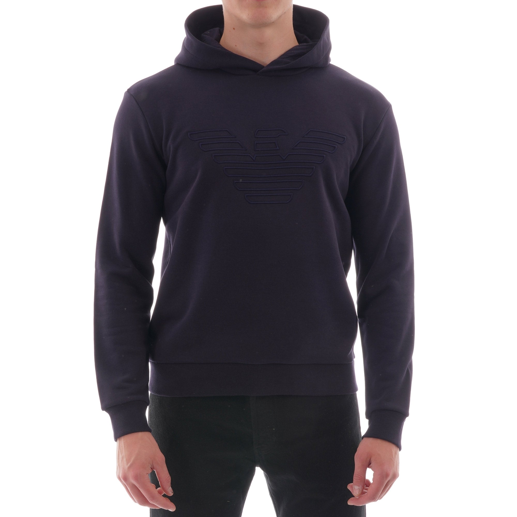Emporio Armani Eagle Embroidered Hoodie - Navy