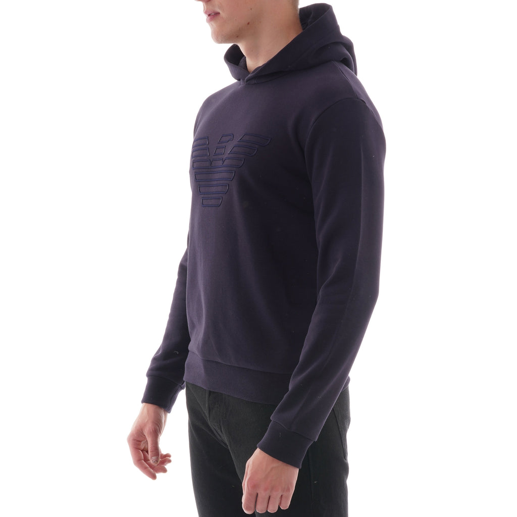 Emporio Armani Eagle Embroidered Hoodie - Navy
