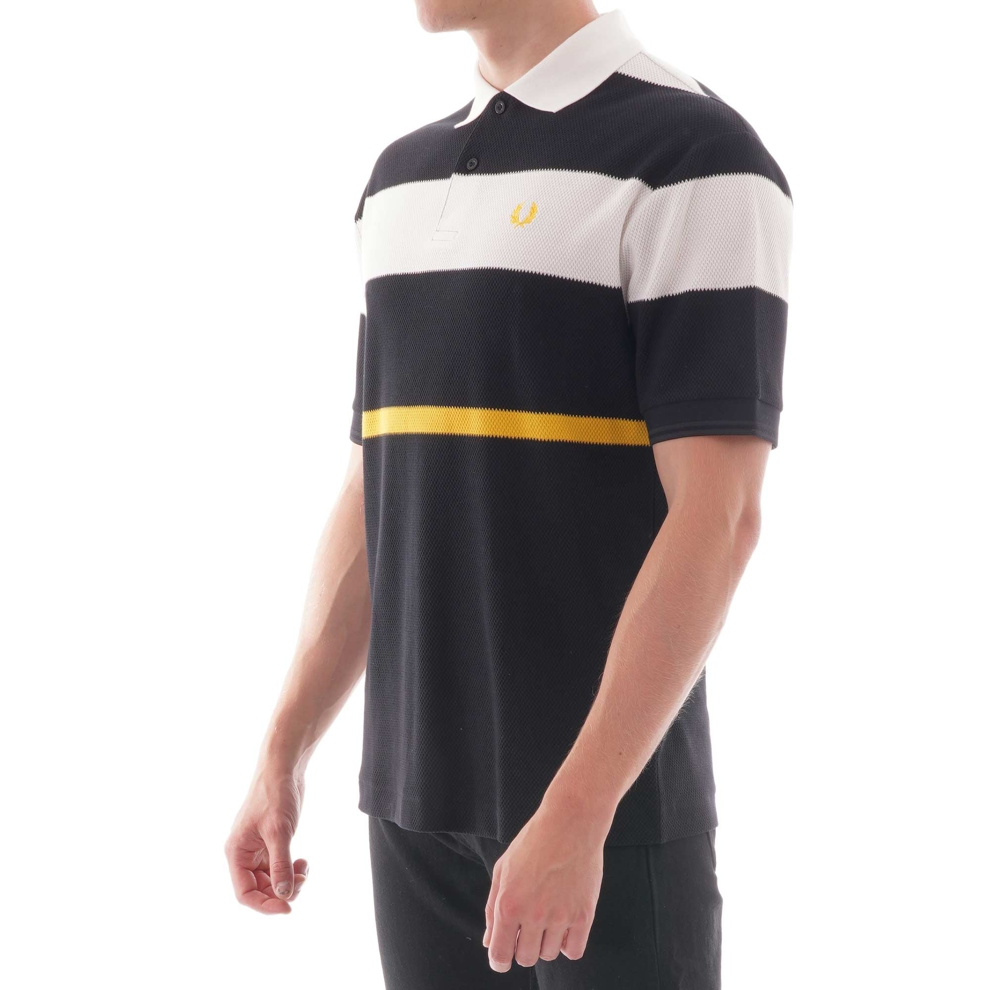 Fred Perry Bold Stripe Polo Shirt - Black