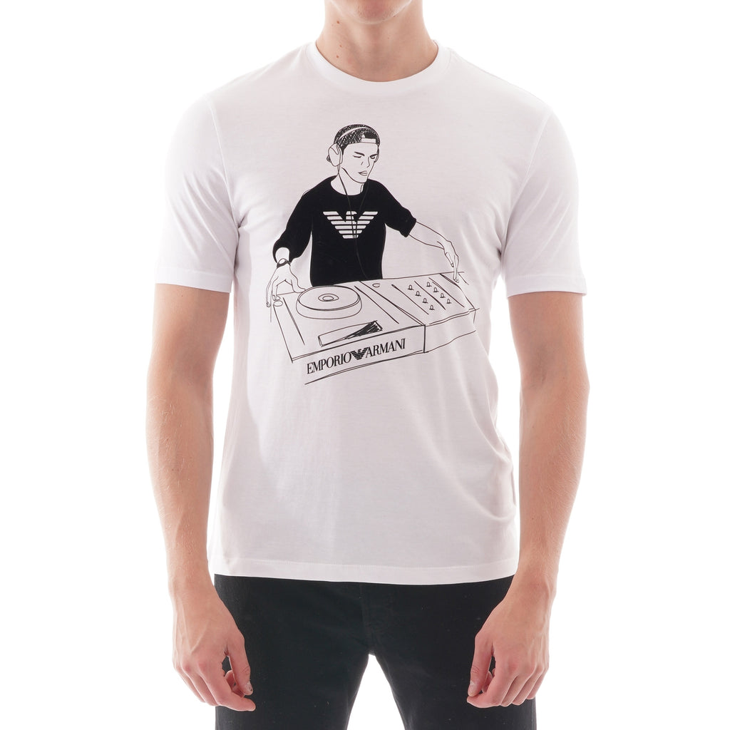 Emporio Armani Jersey Leisure print T-shirt - (White) Bianco Ottico