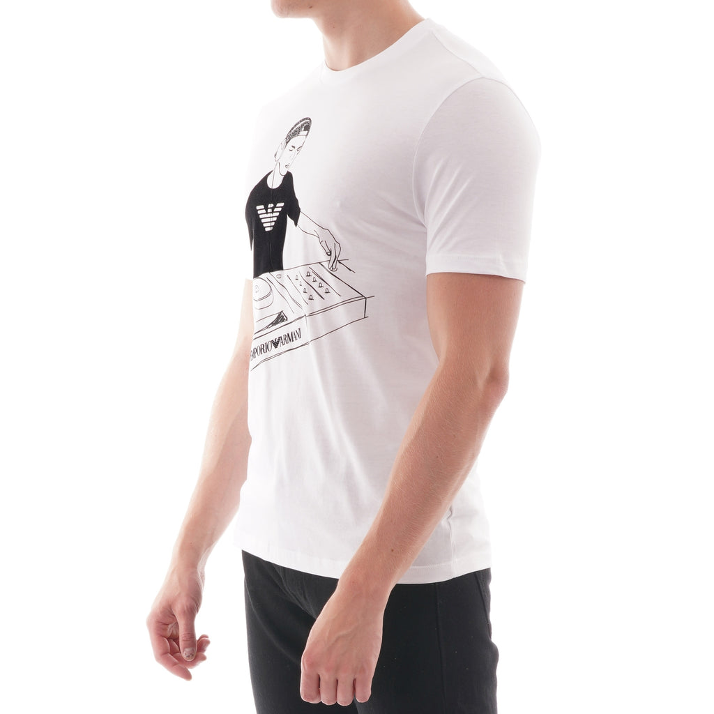 Emporio Armani Jersey Leisure print T-shirt - (White) Bianco Ottico