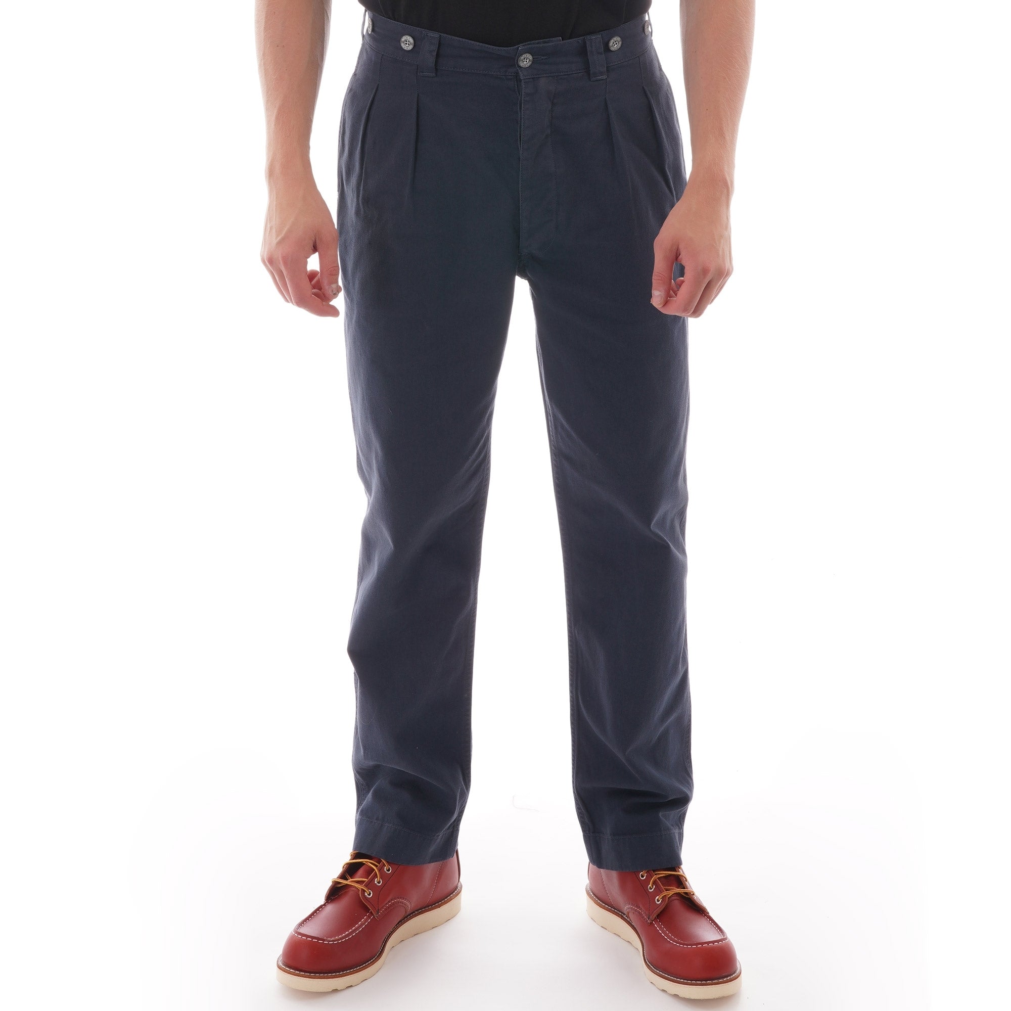 Nigel Cabourn Pleated Chino - Black Navy