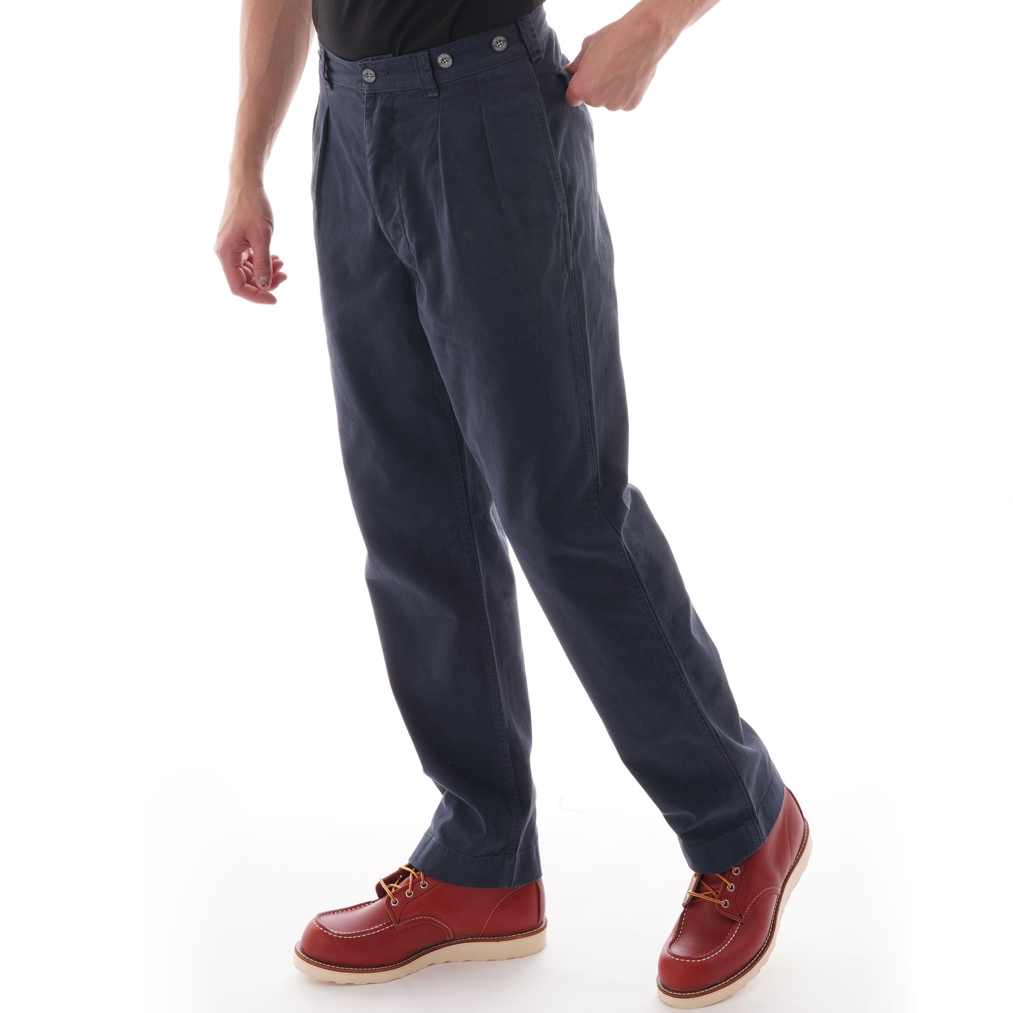 Nigel Cabourn Pleated Chino - Black Navy