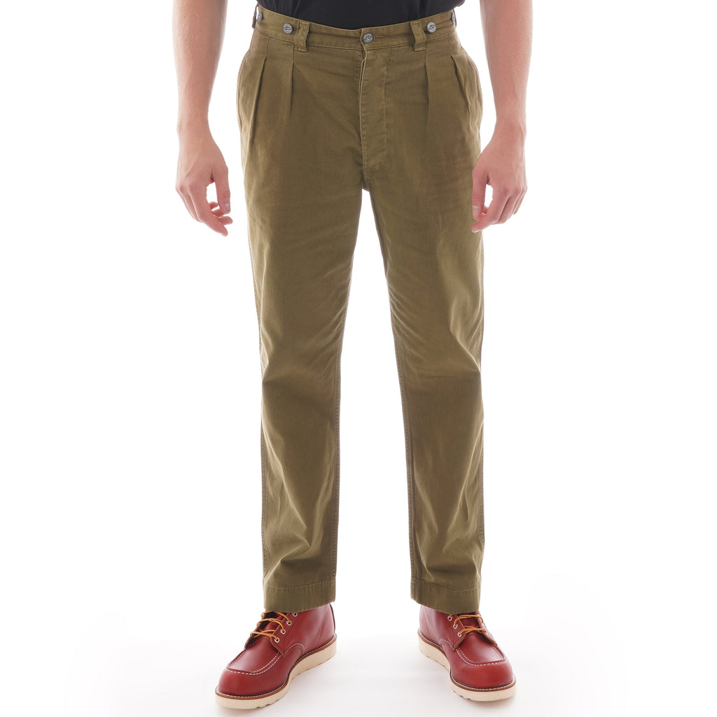 Nigel Cabourn Lybro Pleated Chino - Army Green