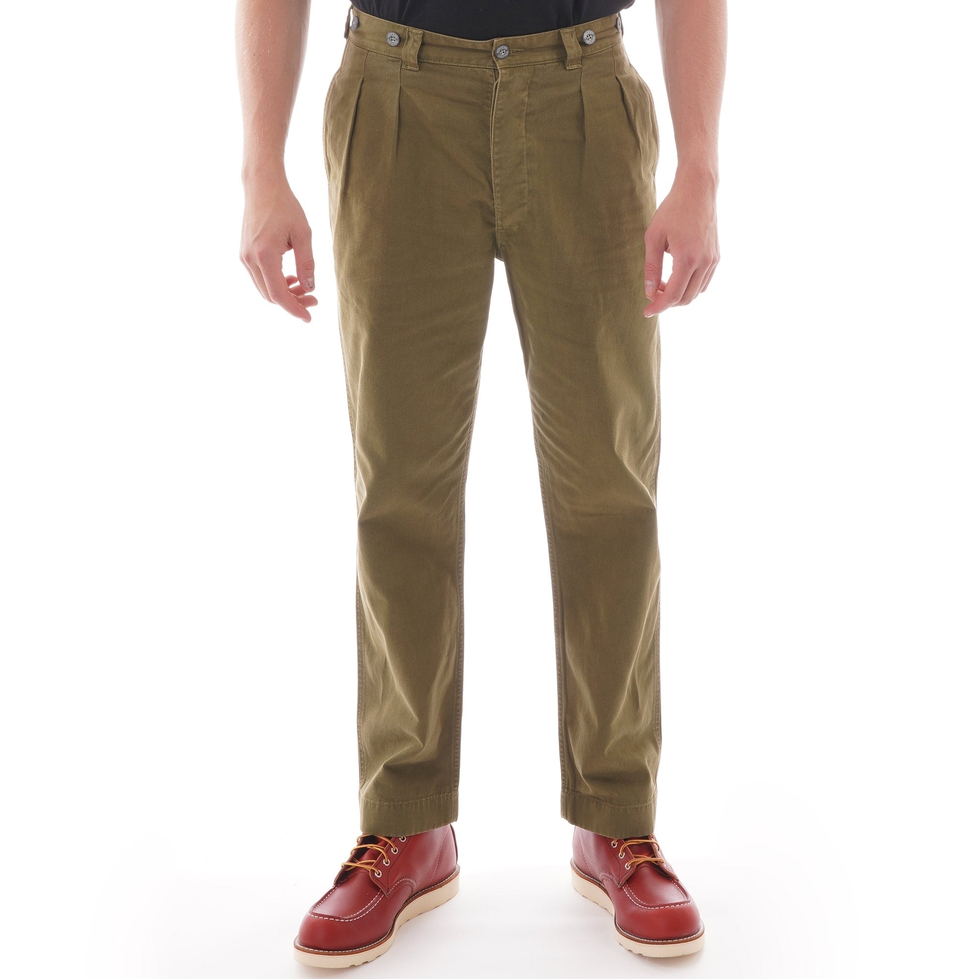 Nigel Cabourn Lybro Pleated Chino - Army Green